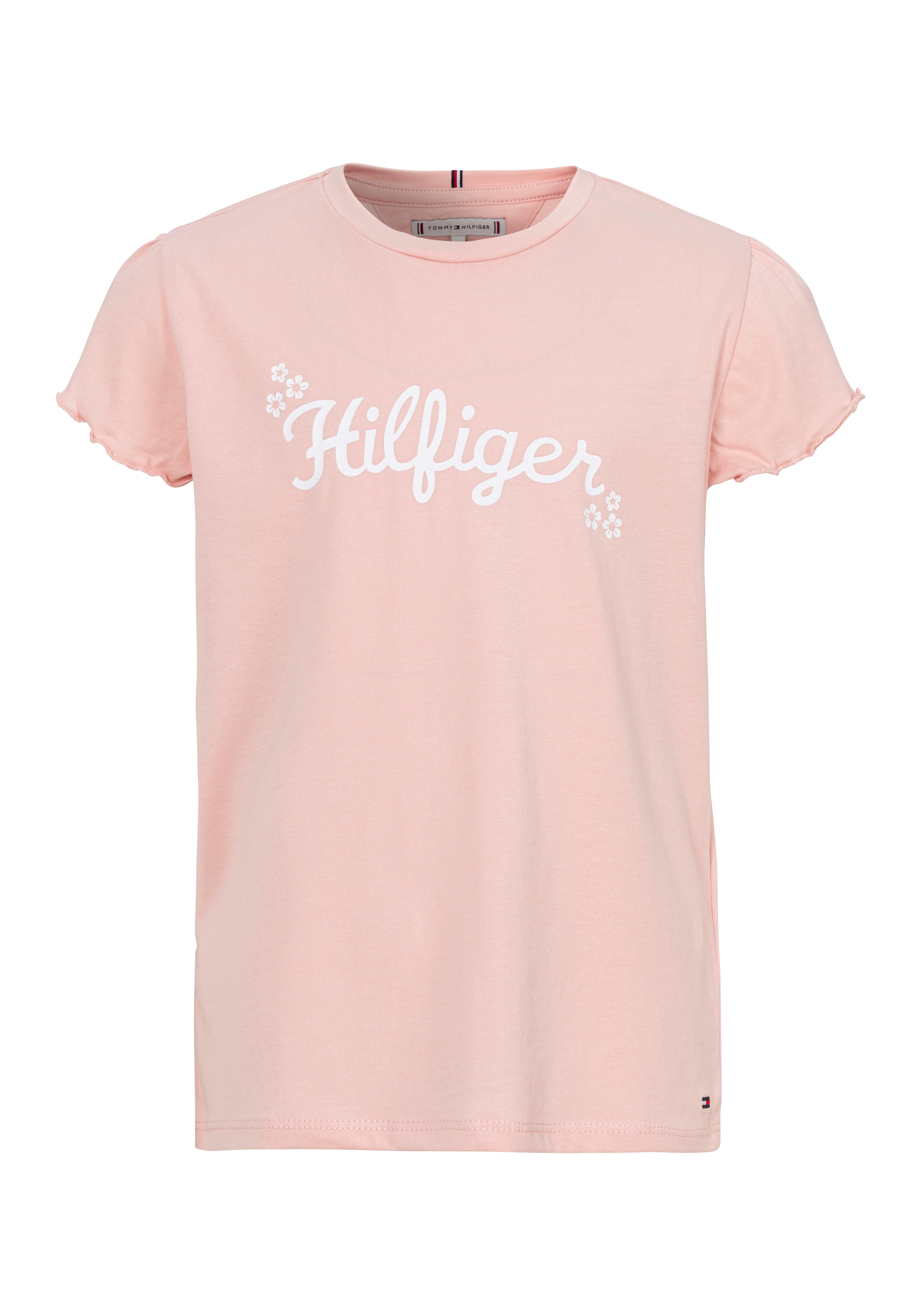 Tommy Hilfiger Kurzarmshirt »FLOWER GLITTER REG TEE SS«, Kinder bis 16 Jahre mit Logoprägung