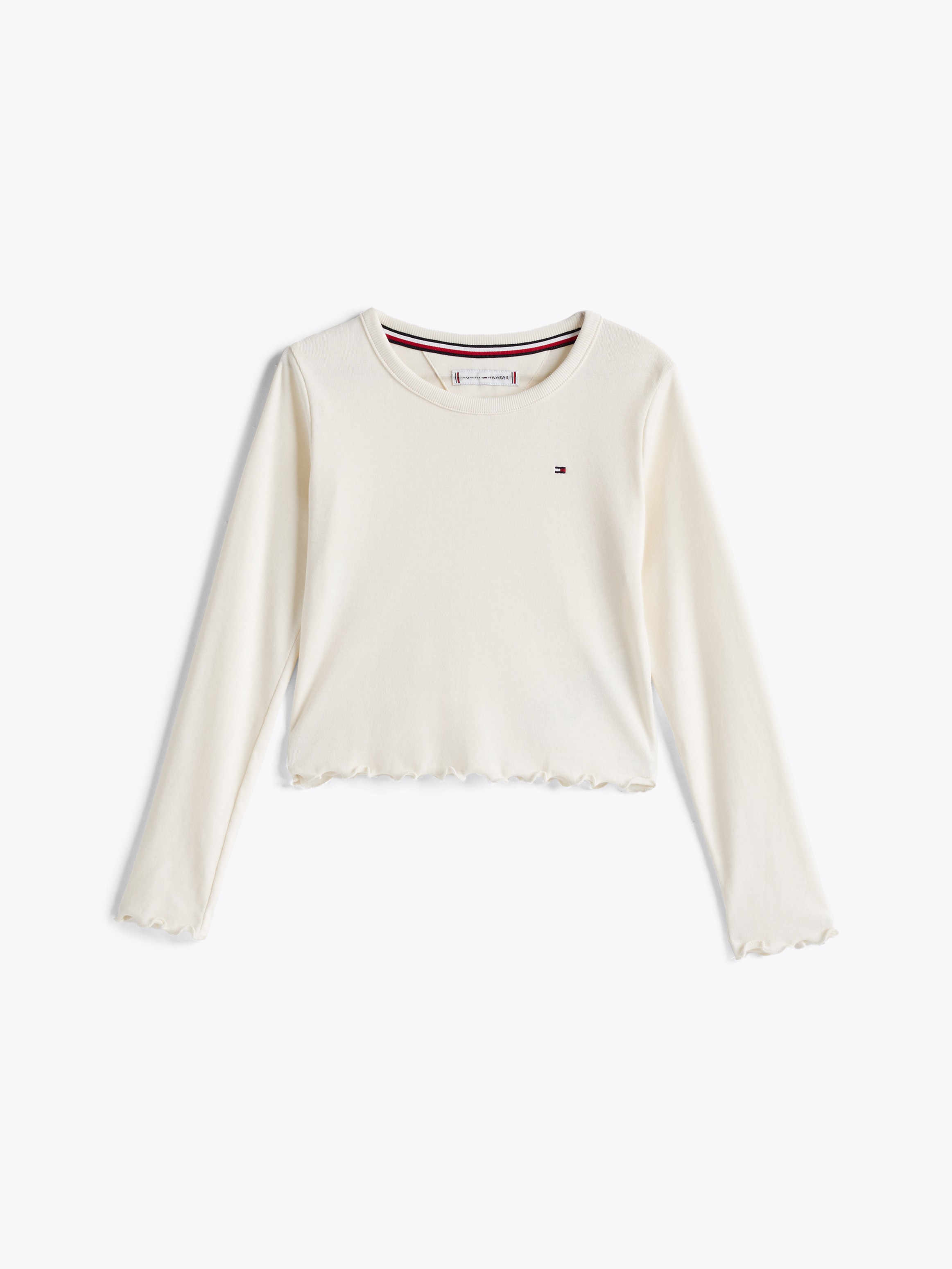 Tommy Hilfiger Langarmshirt »SLUB KNIT TOP LS«, mit gewelltem Saum