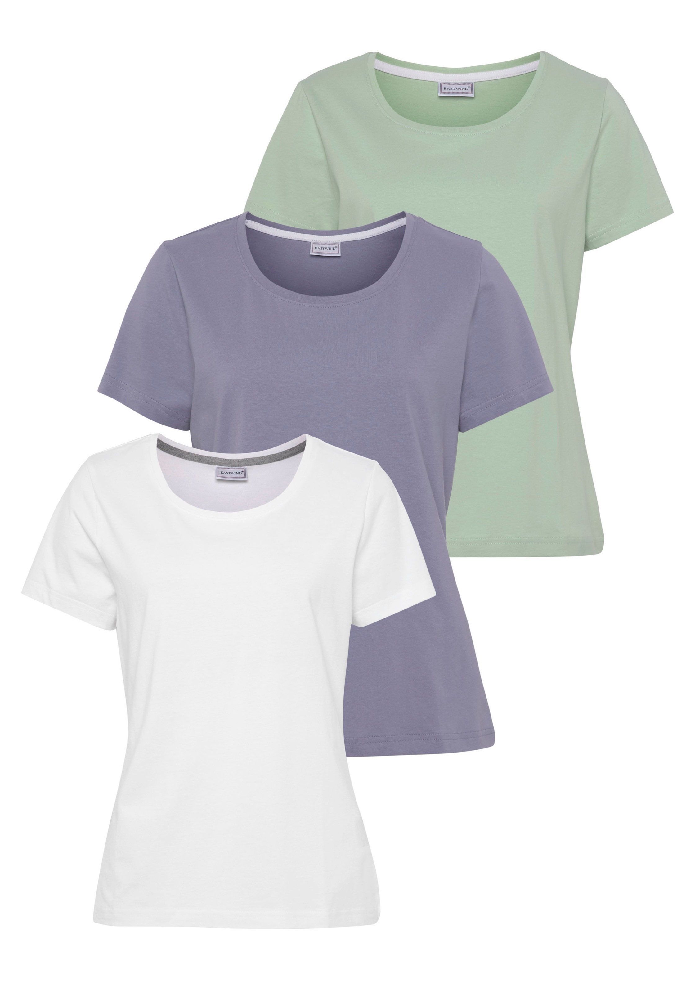 Eastwind T-Shirt Packung, 3er-Pack, 3 Stk. Kurzarm, hüftlang, für die Freizeit, aus Baumwolle