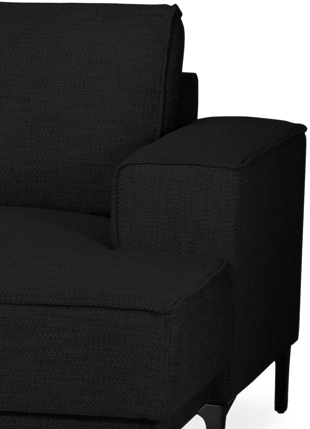 Places of Style Wohnlandschaft »XXL Sofa Oland, Struktur, Flachgewebe, Luxus-Microfaser, Boucle«, U-Form, 345 cm, Wellenunterfederung, Skandi-Design, Metallfüsse
