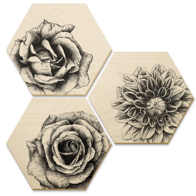 Wall-Art Mehrteilige Bilder »Hexagon Holzbilder Blumen Set«, (Set, 3 St.)  online kaufen | Jelmoli-Versand