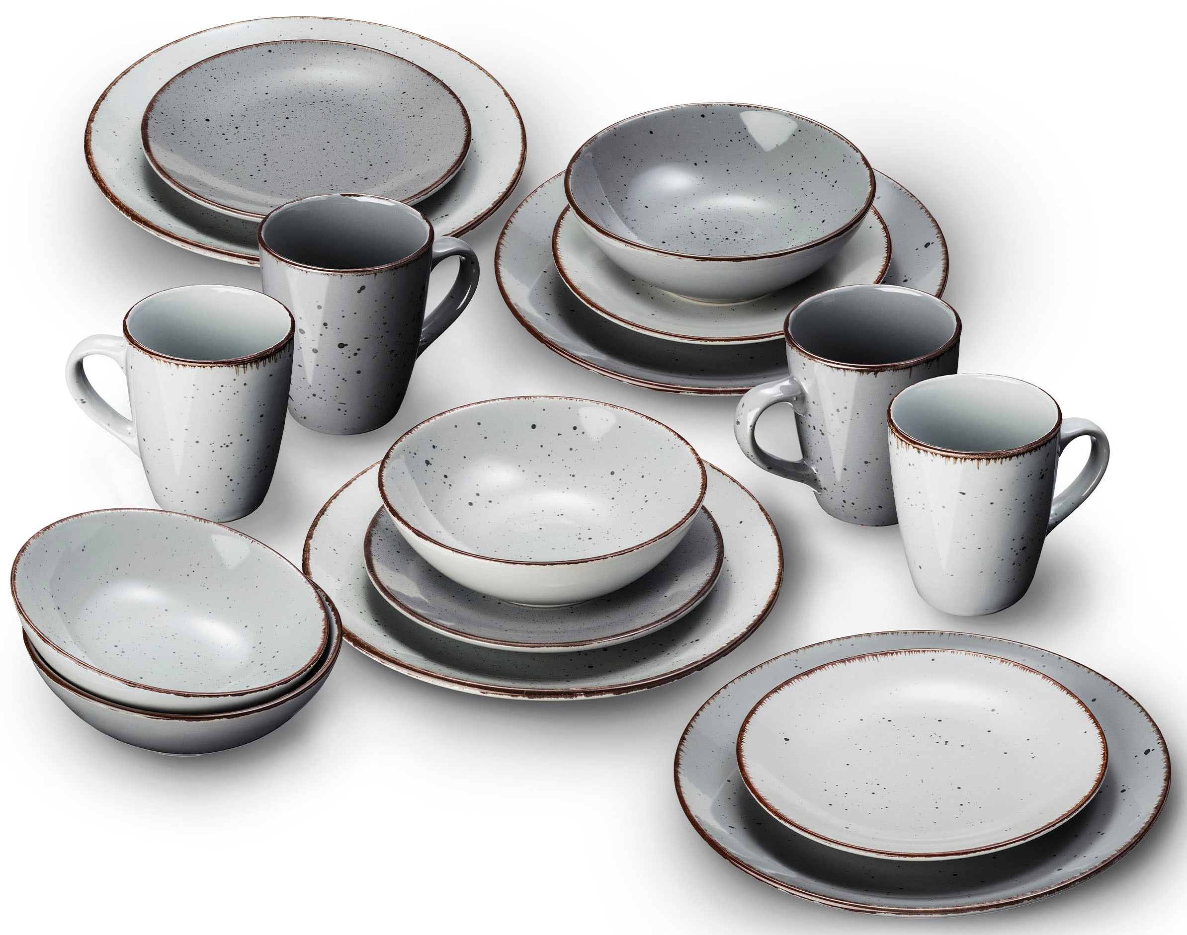 ARTE VIVA Kombiservice »Geschirr-Set, Service Puro«, (Set, 16 tlg., je 4 Kaffeebecher, Desserteller, Universalschüsseln, Speiseteller), vom Sternekoch Thomas Wohlfarter empfohlen, 16 Teile, für 4 Personen
