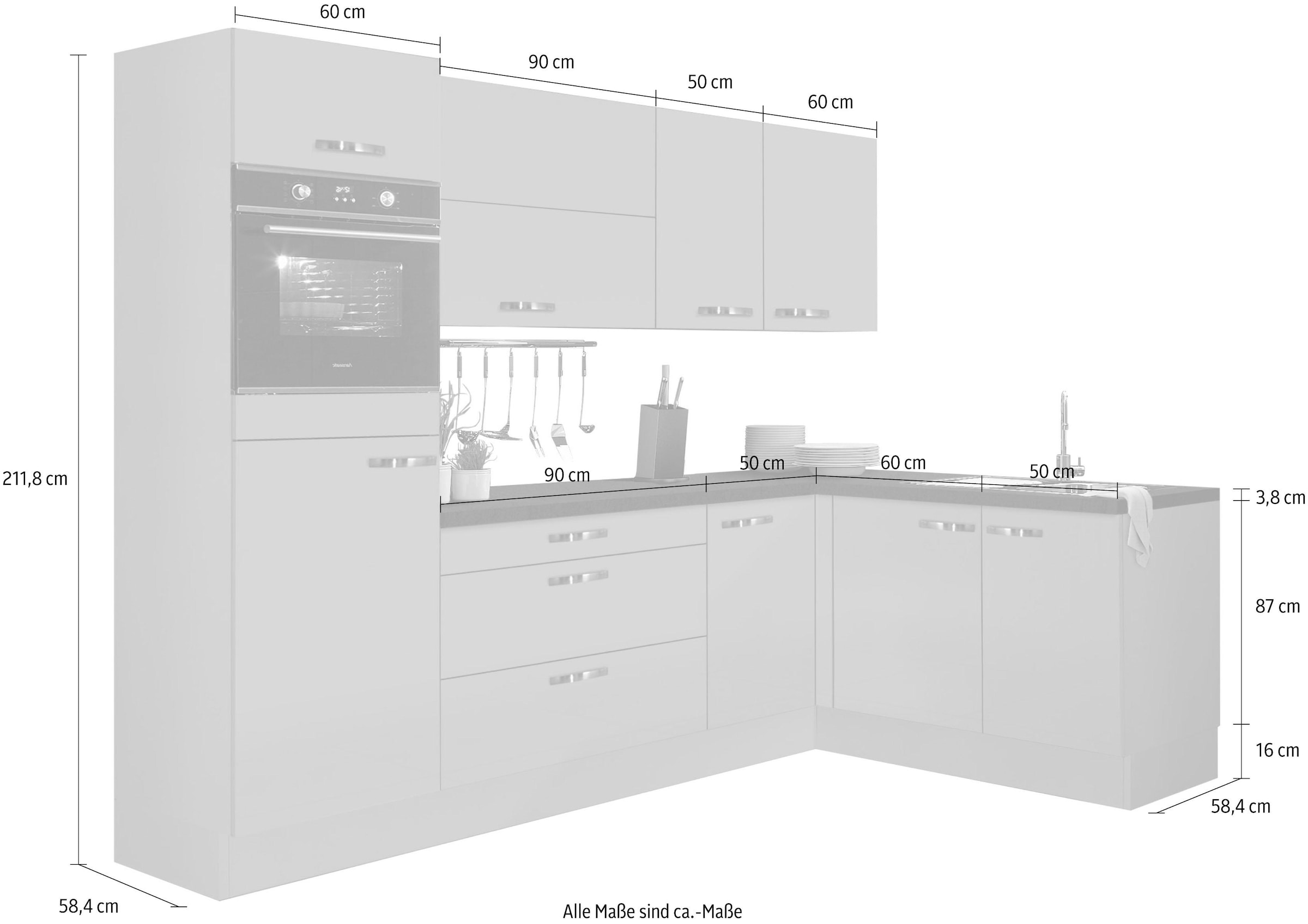 OPTIFIT Winkelküche »Cara«, mit Vollauszügen und Soft-Close-Funktion, Stellbreite 265 x 175 cm