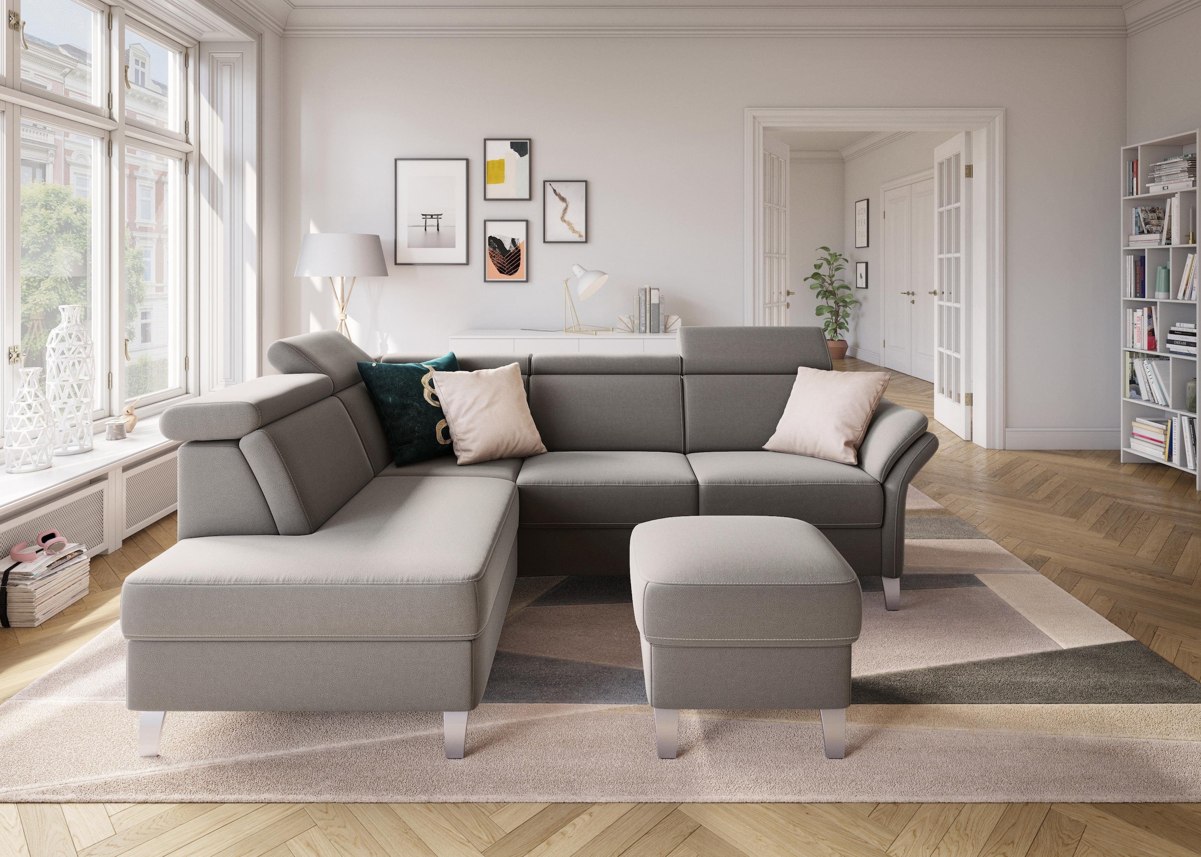 sit&more Ecksofa "Vincenzo L-Form" inklusive Kopfteilverstellung, wahlweise mit Bettfunktion, Bettkasten