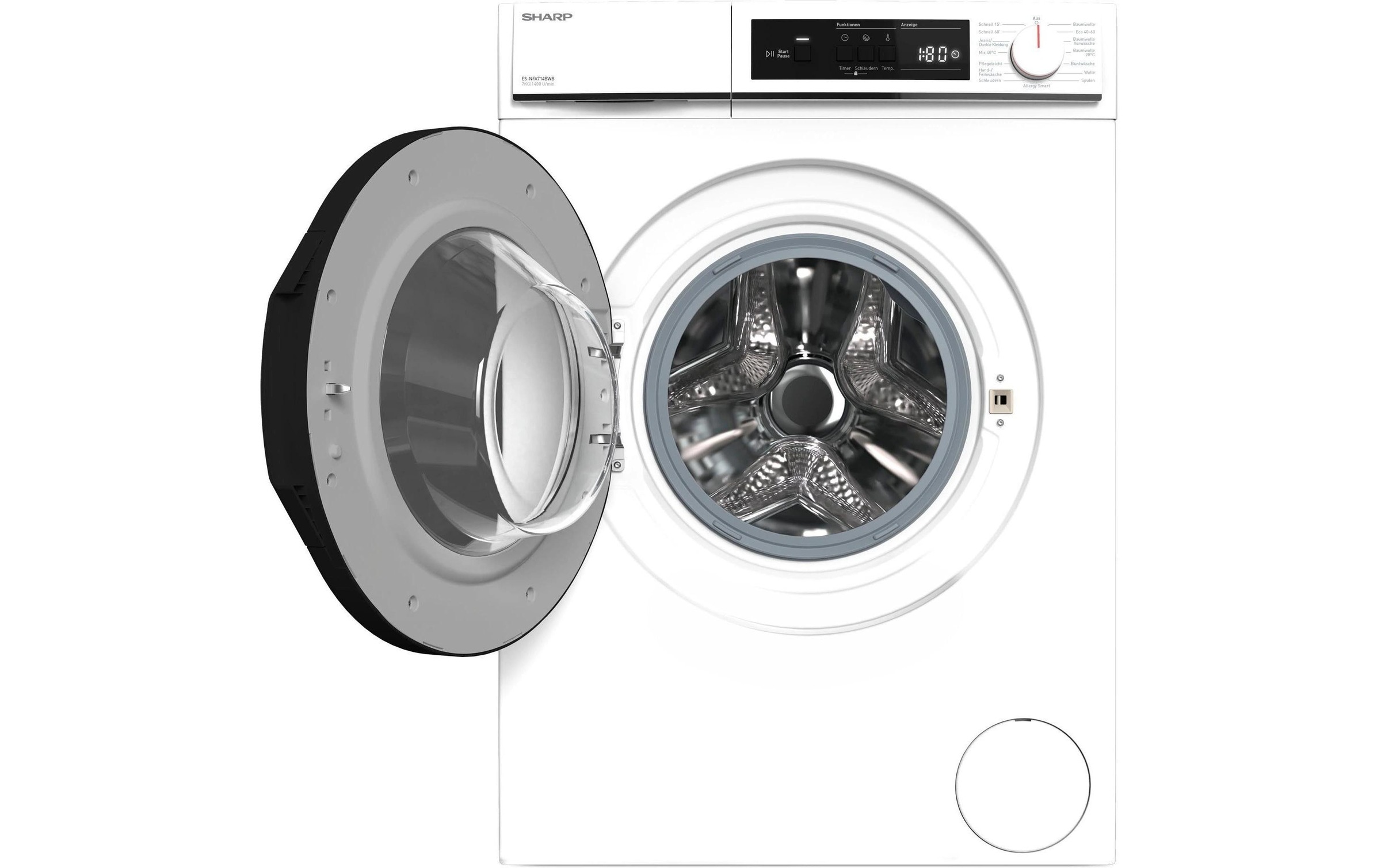 Sharp Waschmaschine »ES-NFA714BWB-CH Links«, 1400 U/min