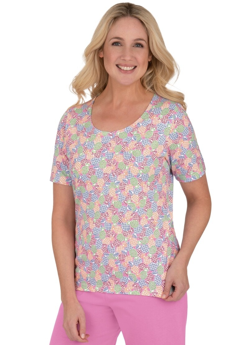 T-Shirt Allover-Print« shoppen online bei Schweiz farbenfrohem T-Shirt »TRIGEMA Trigema Jelmoli-Versand mit