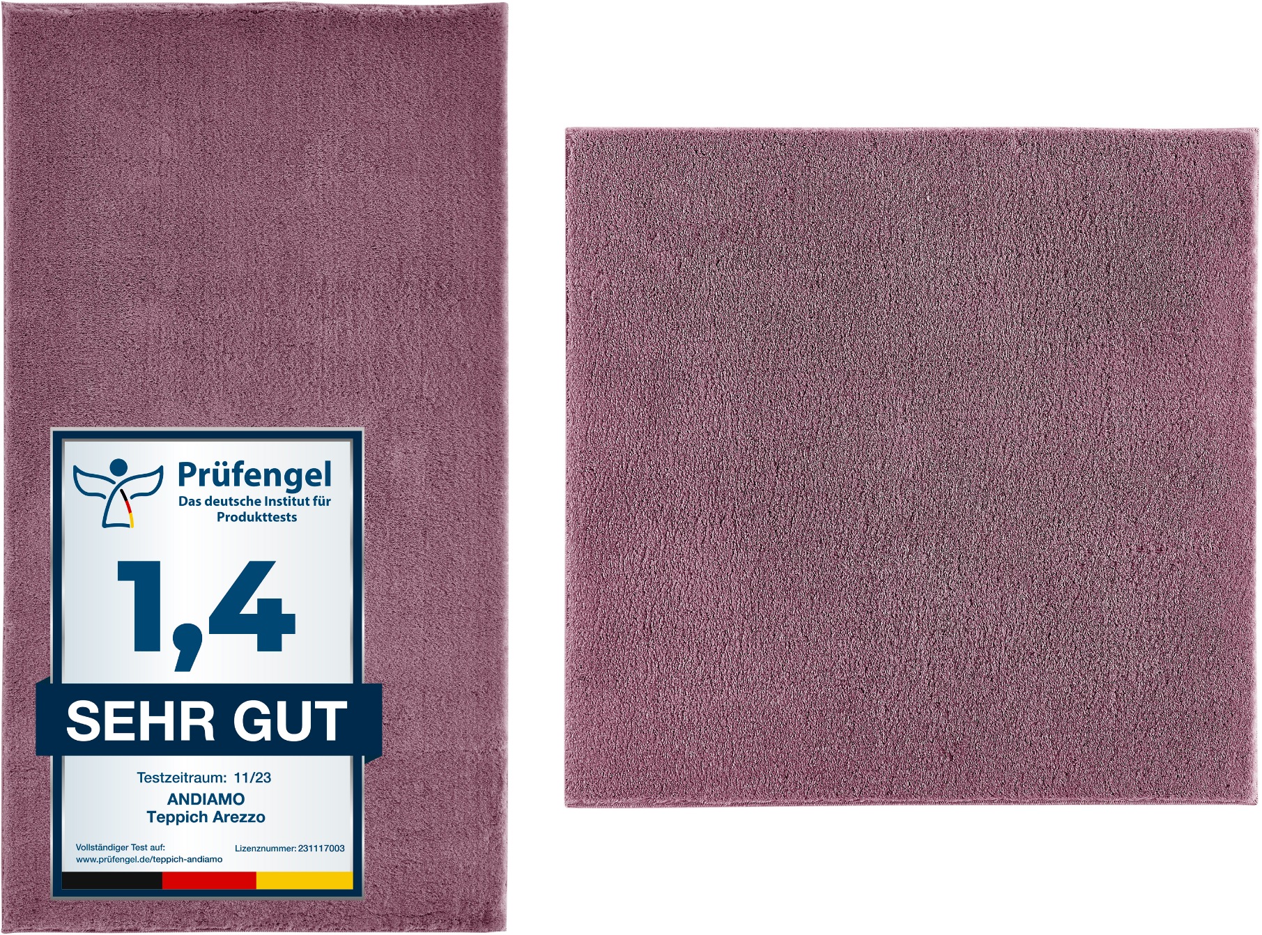 Andiamo Badematte "Arezzo, Badvorleger, Badezimmer Teppich, Duschvorleger" Höhe 16 mm rutschhemmend beschichtet fußbodenheizungsgeeignet  schnell trocknend Uni Farben, weich & kuschelig, auch in rund & als 2er Set erhältlich