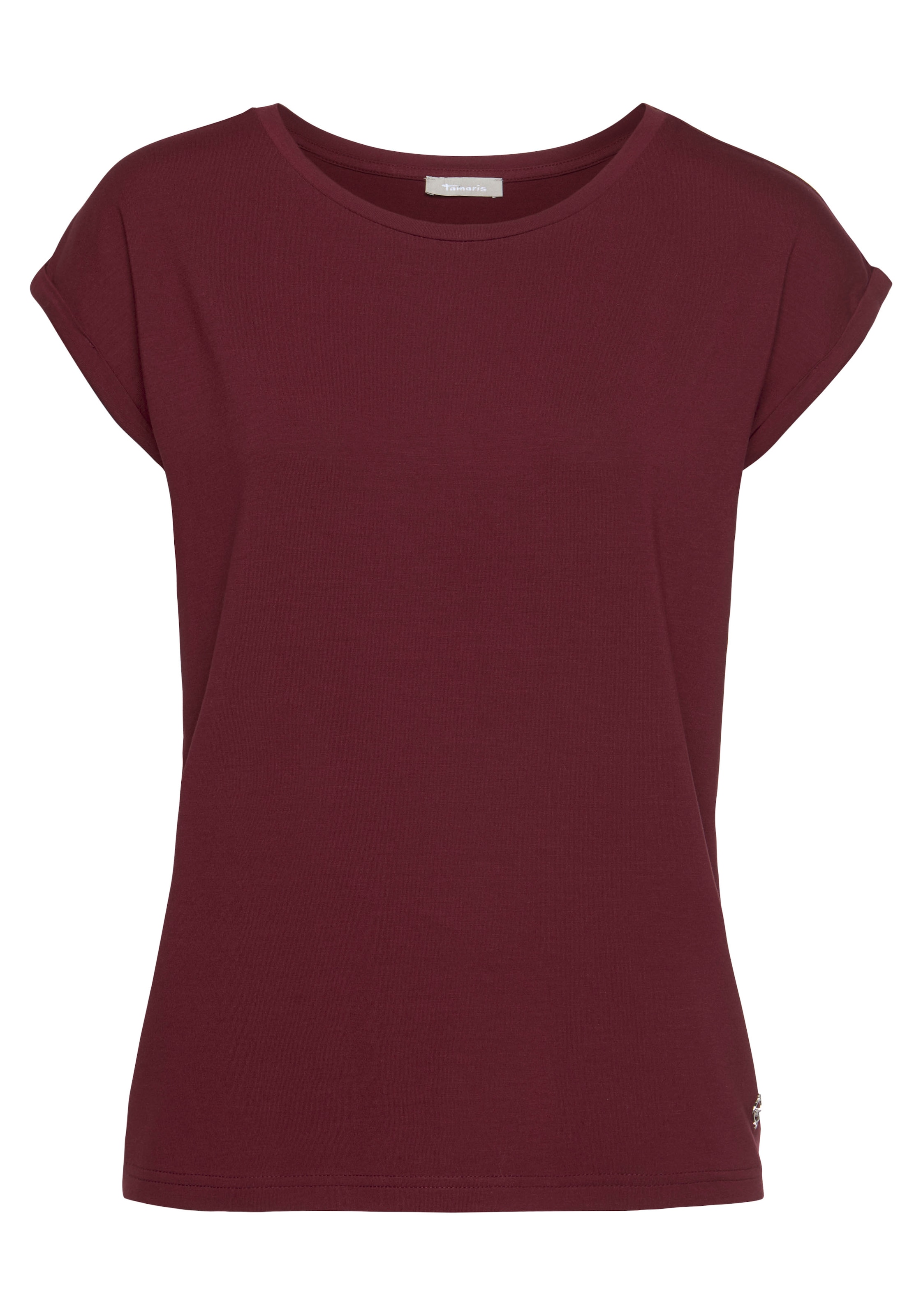 Tamaris T-Shirt, Kurzarm, Regular Fit, unifarben, mit Rundhalsausschnitt