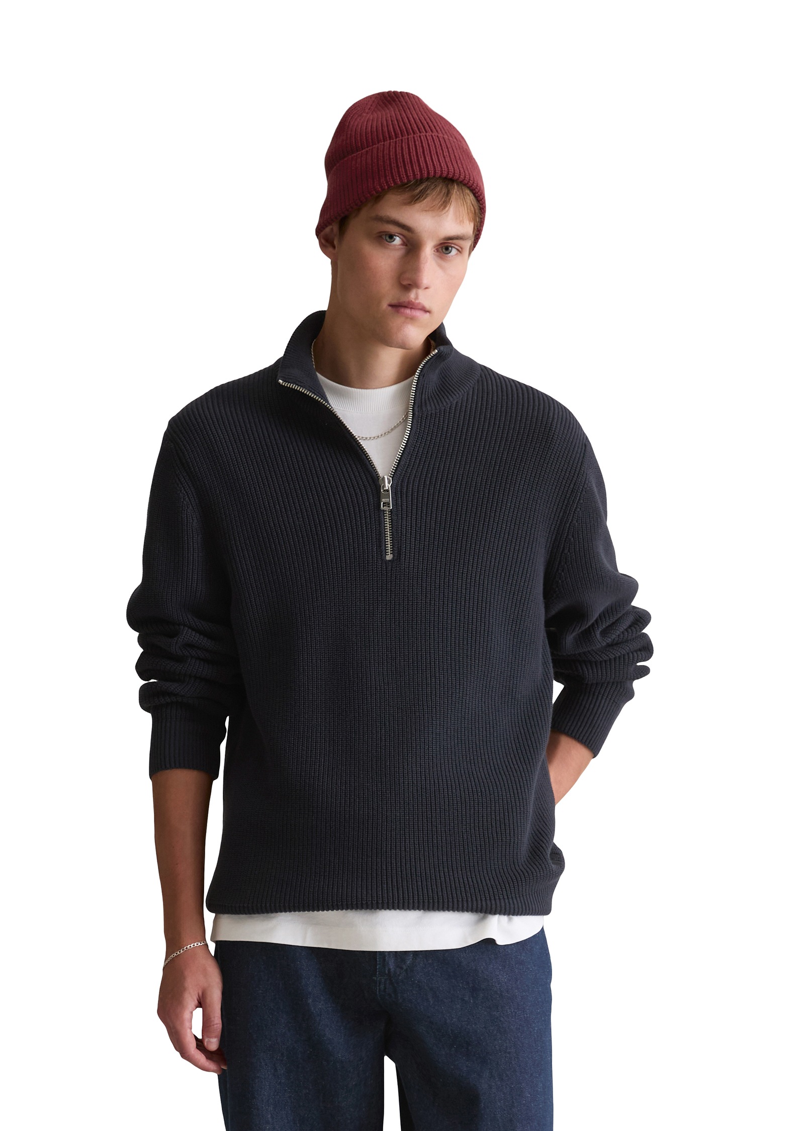 Marc O'Polo DENIM Troyer relaxed fit aus reiner Bio-Baumwolle