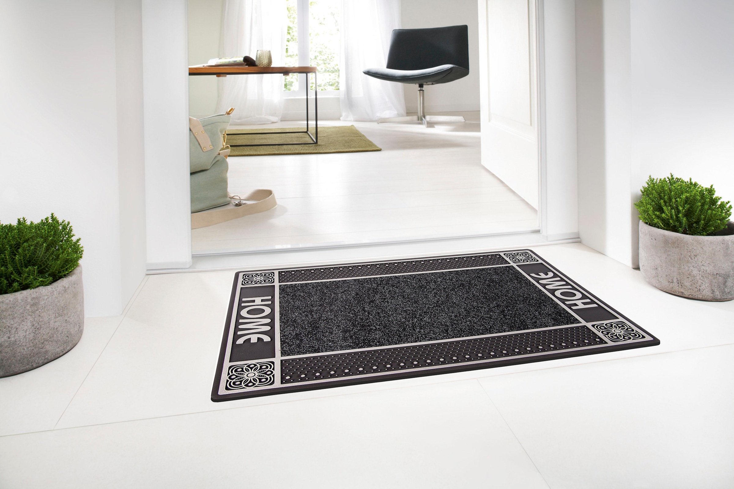 Home2Fashion Fussmatte »DC Clean Home«, rechteckig, 8 mm Höhe, Schmutzfangmatte, mit Spruch, robust, In- und Outdoor geeignet