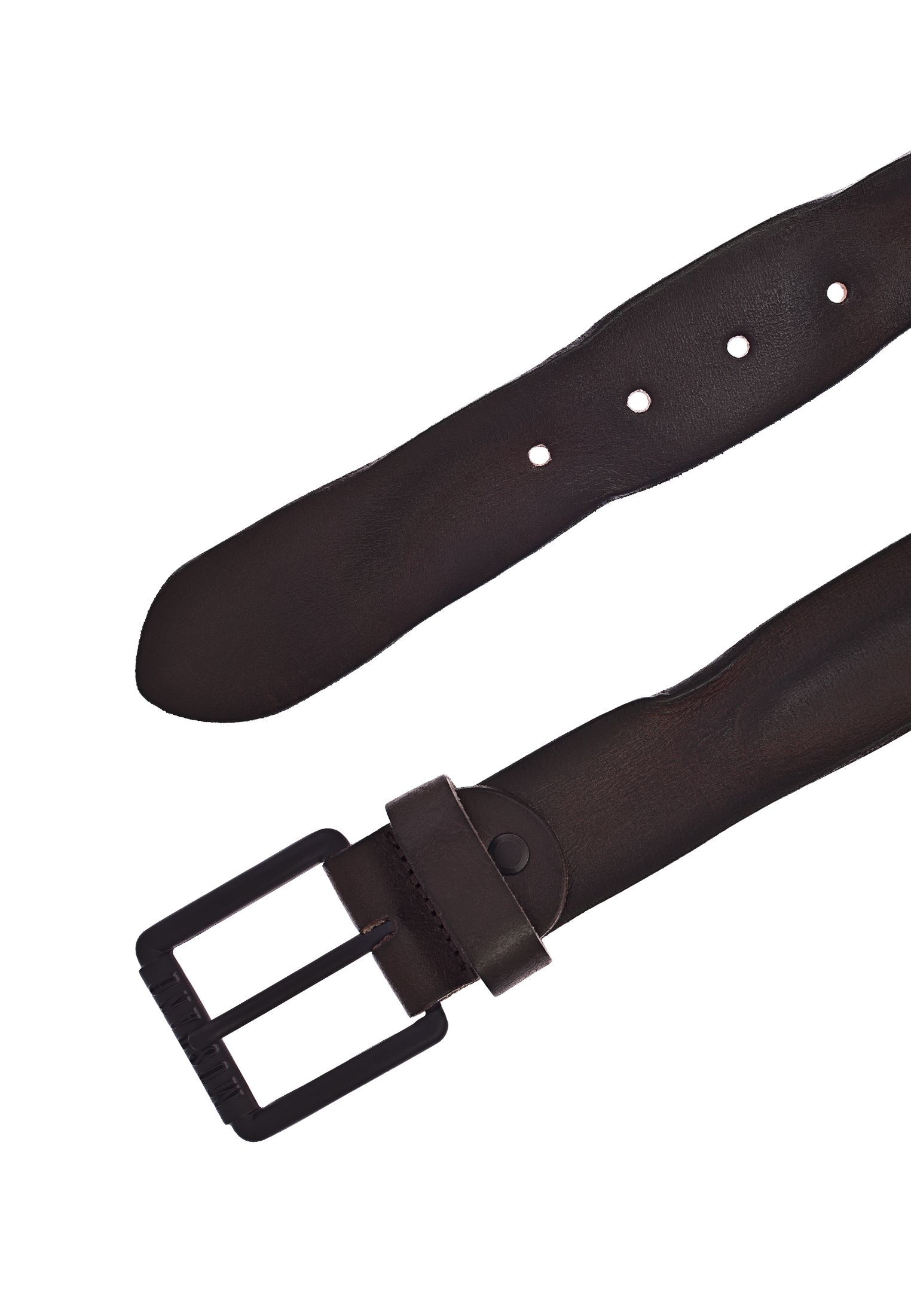 MUSTANG Ledergürtel, gefinishtes Vollleder in Used-Optik, geschwärzte Schnalle, 4 cm