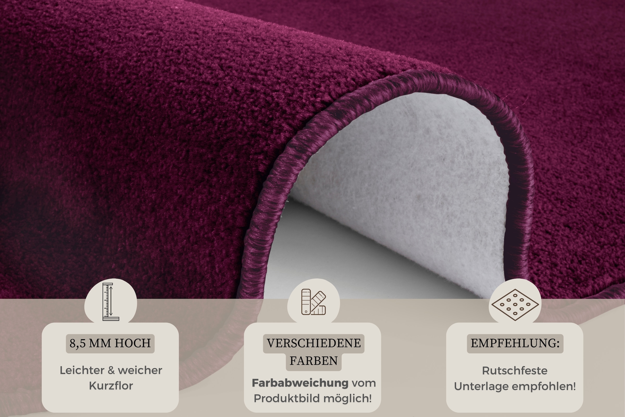 HANSE Home Teppich »Shashi«, rund, 8,5 mm Höhe, Kurzflor, Unifarben, Teppich, Weich, Esszimmer, Kinderzimmer, Flur