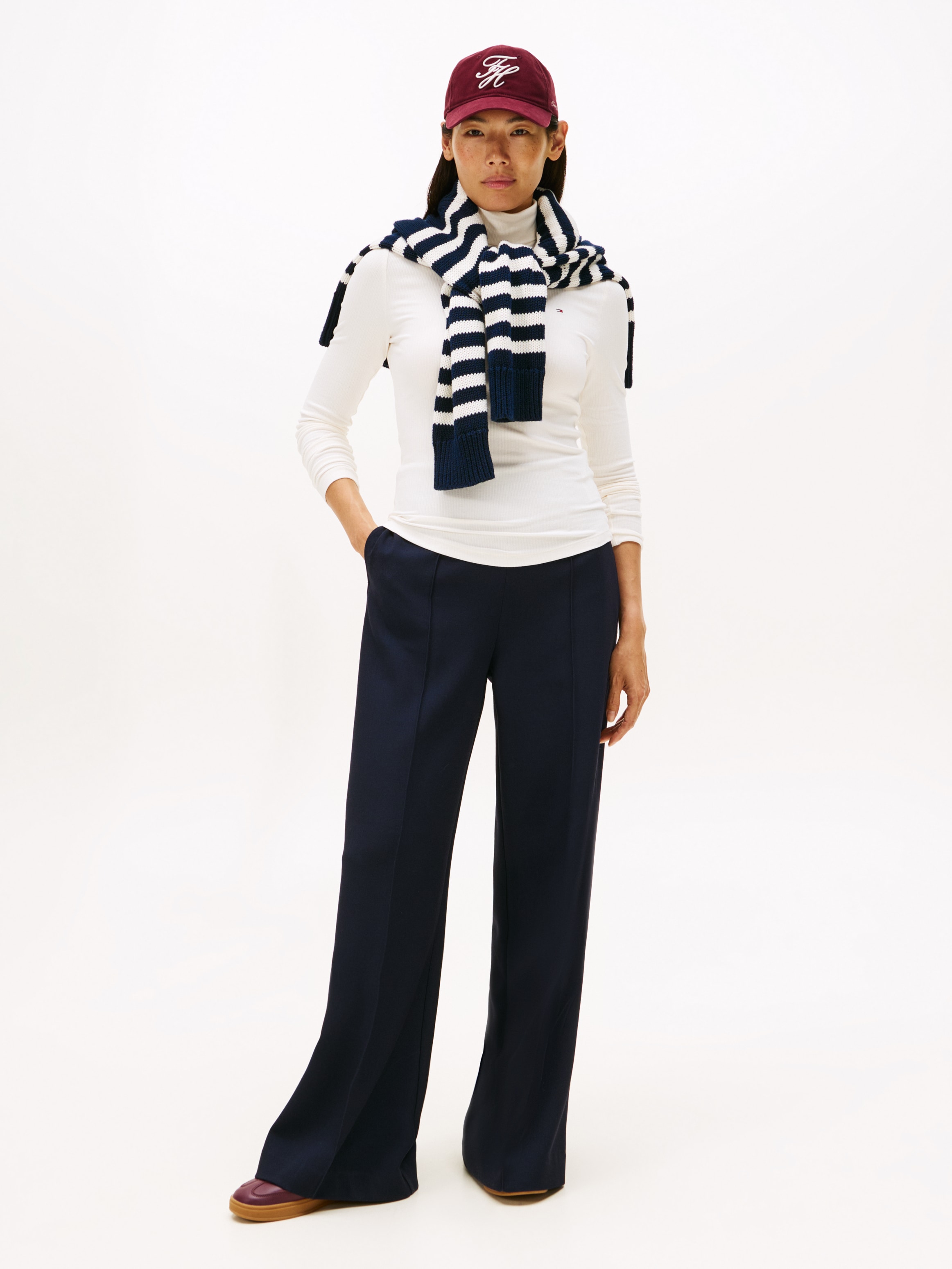 Tommy Hilfiger Langarmshirt »SLIM 5X2 RIB ROLL-NK LS«, in gerippter Struktur