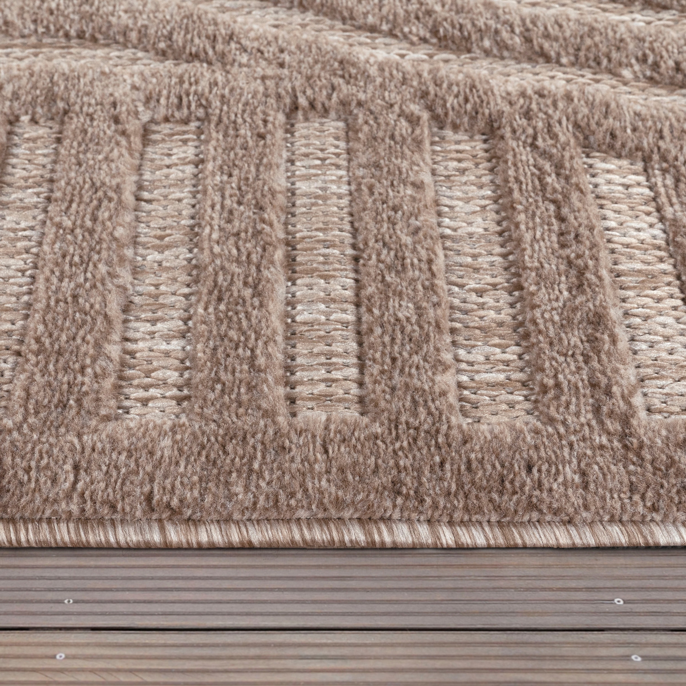 Paco Home Teppich »Livorno 674«, rechteckig, 14 mm Höhe, Uni Farben, moderner Hoch-Tief-Effekt, Scandi-Look, Outdoor geeignet