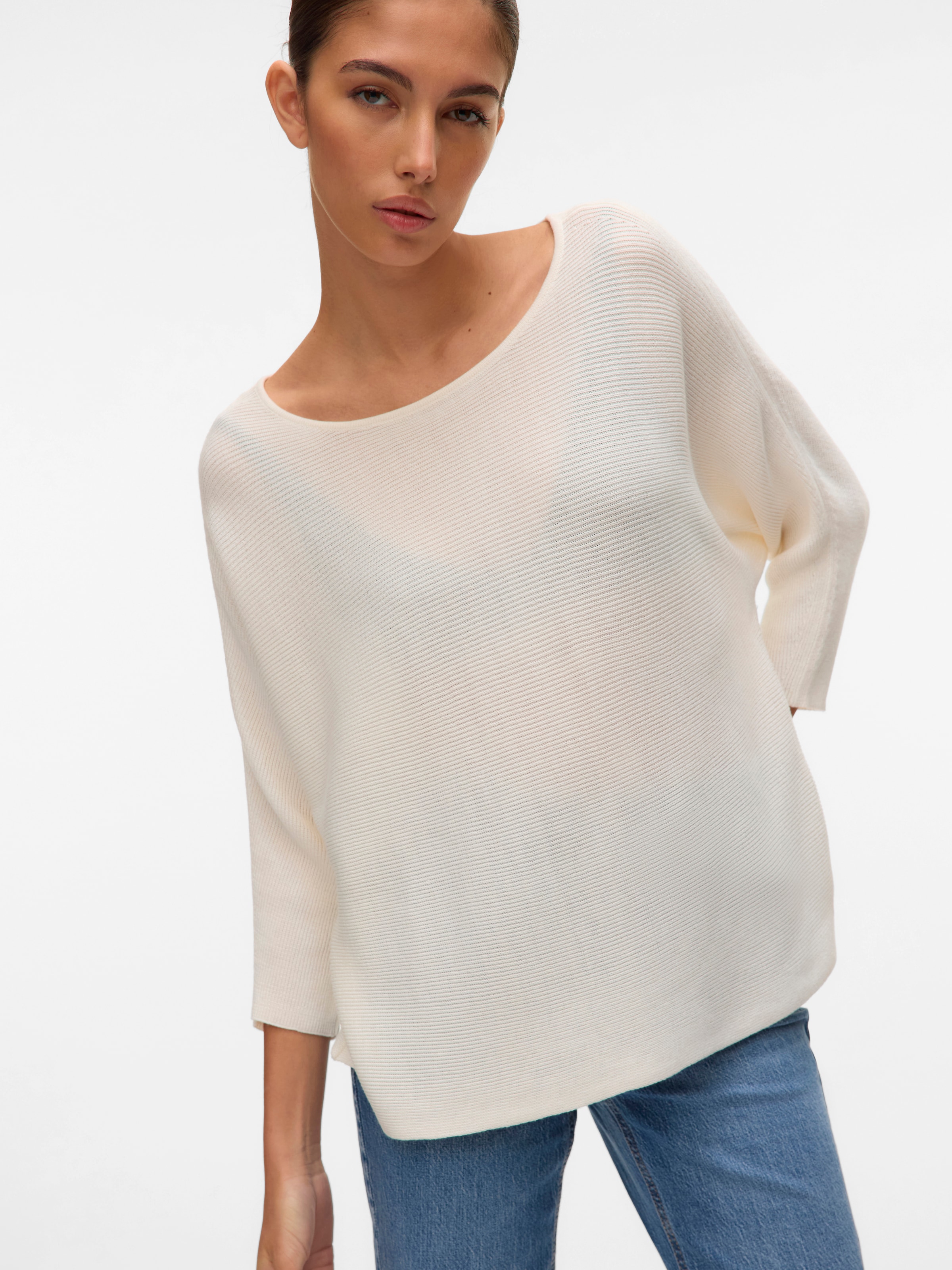 Vero Moda 3/4 Arm-Pullover "VMNORA 3/4 BOATNECK BLOUSE NOOS" mit Fledermausärmeln