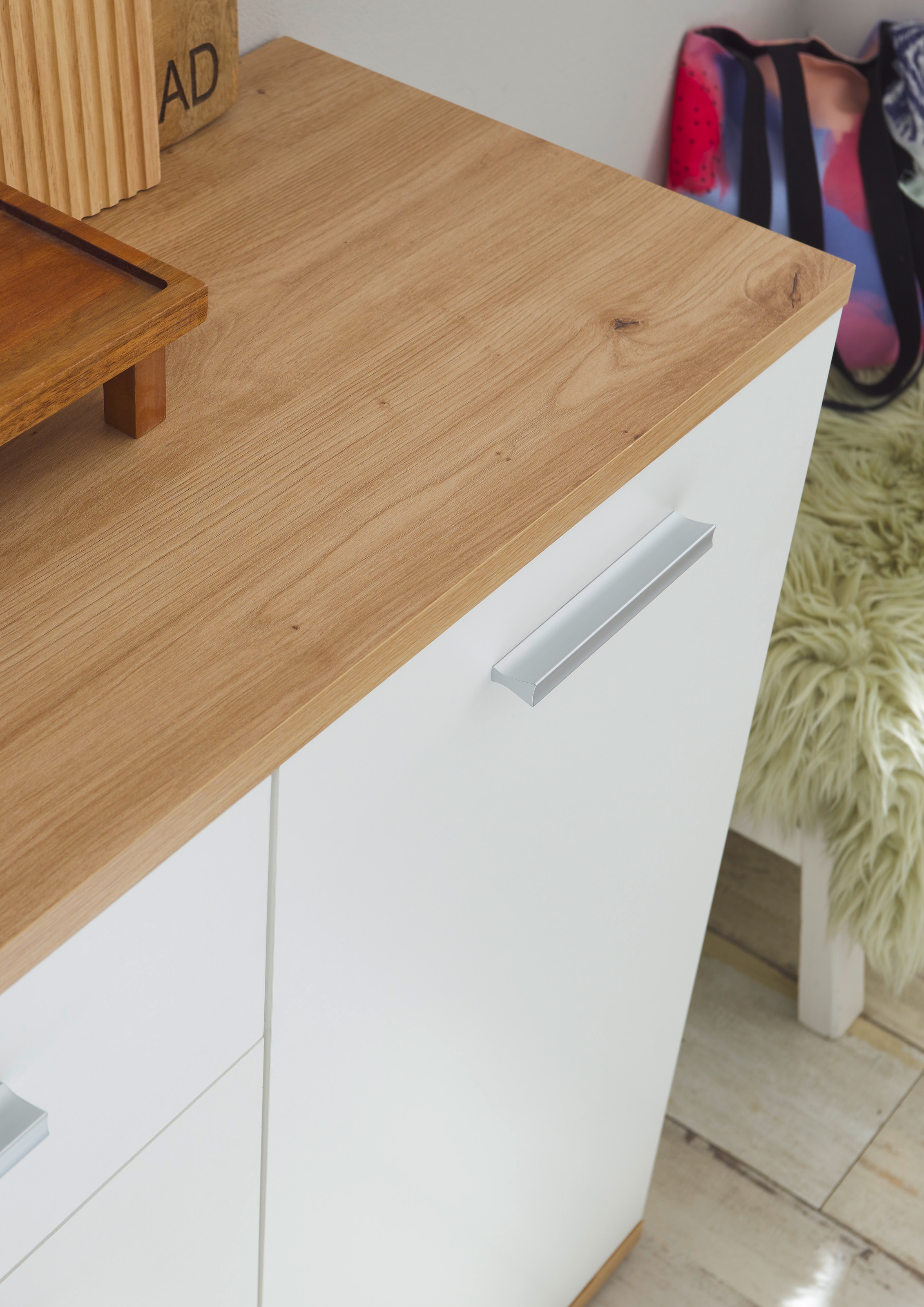 HBZ Kommode »BC1035 weiss matt, BxHxT 95x86x38 cm«, Kommode mit 1 Tür, 3 Schubkästen, 1 Einlegeboden