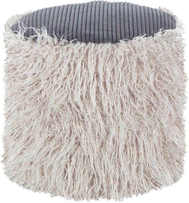 Kayoom Pouf »Fellpouf Bobtail 125, Fellhocker in zweifarbigem Design«, (1 St.), modern, dekorativ, kindersicherer Reissverschluss an der Unterseite