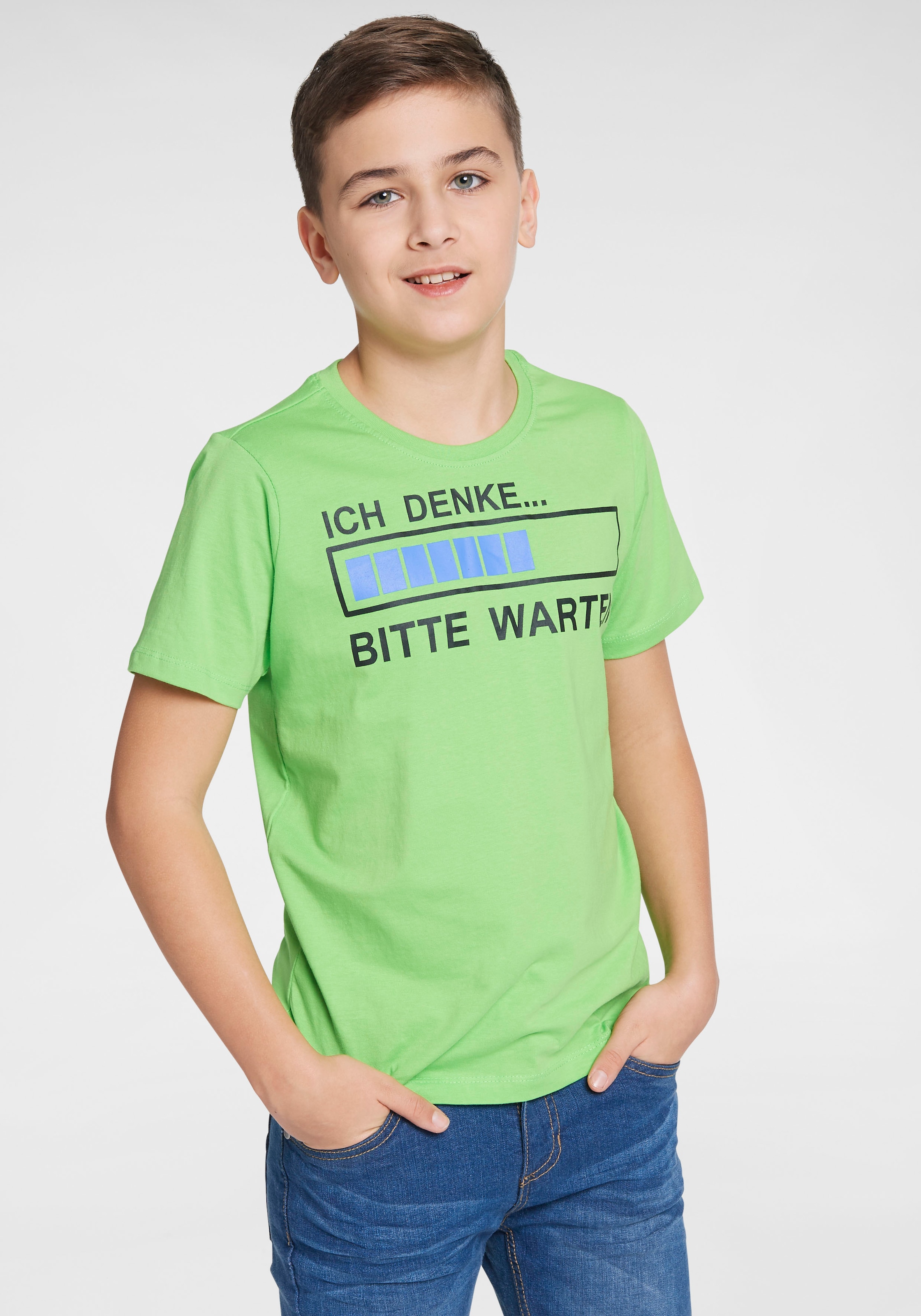 ✵ KIDSWORLD T-Shirt Jelmoli-Versand ordern | DENKE...BITTE »ICH online WARTEN«, Spruch