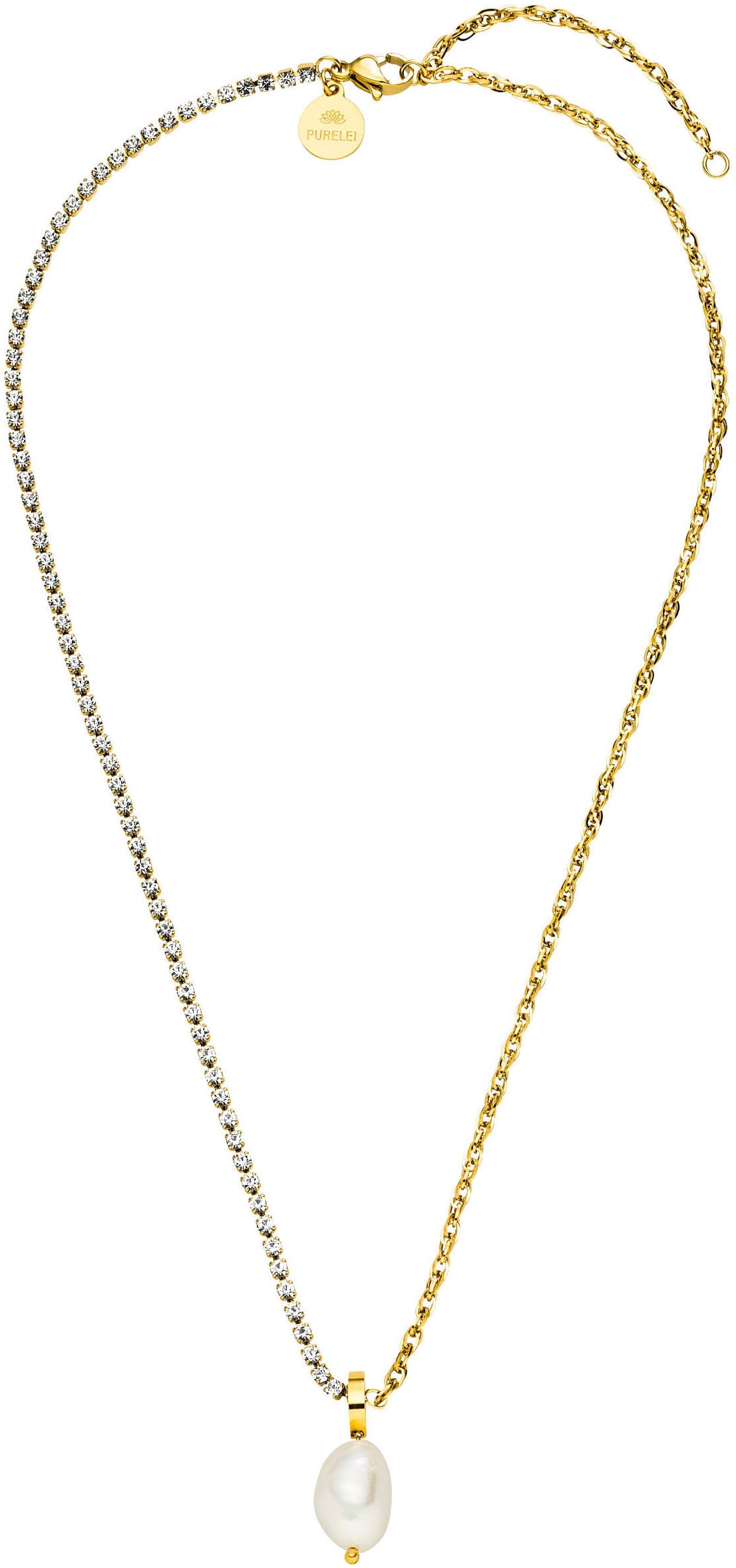 Purelei Kette mit Anhänger »Schmuck Geschenk Elua Glitzer, 2108«, mit Zirkonia (synth.) - mit Süsswasserzuchtperle