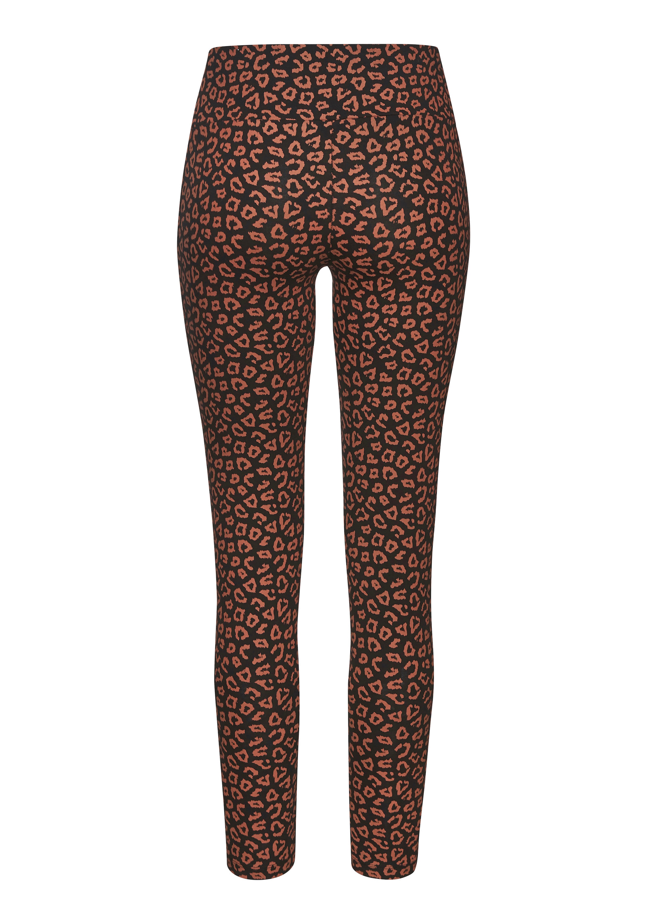 LASCANA Leggings, Sweatleggings mit breitem Bündchen im Leo-Print, Loungewear