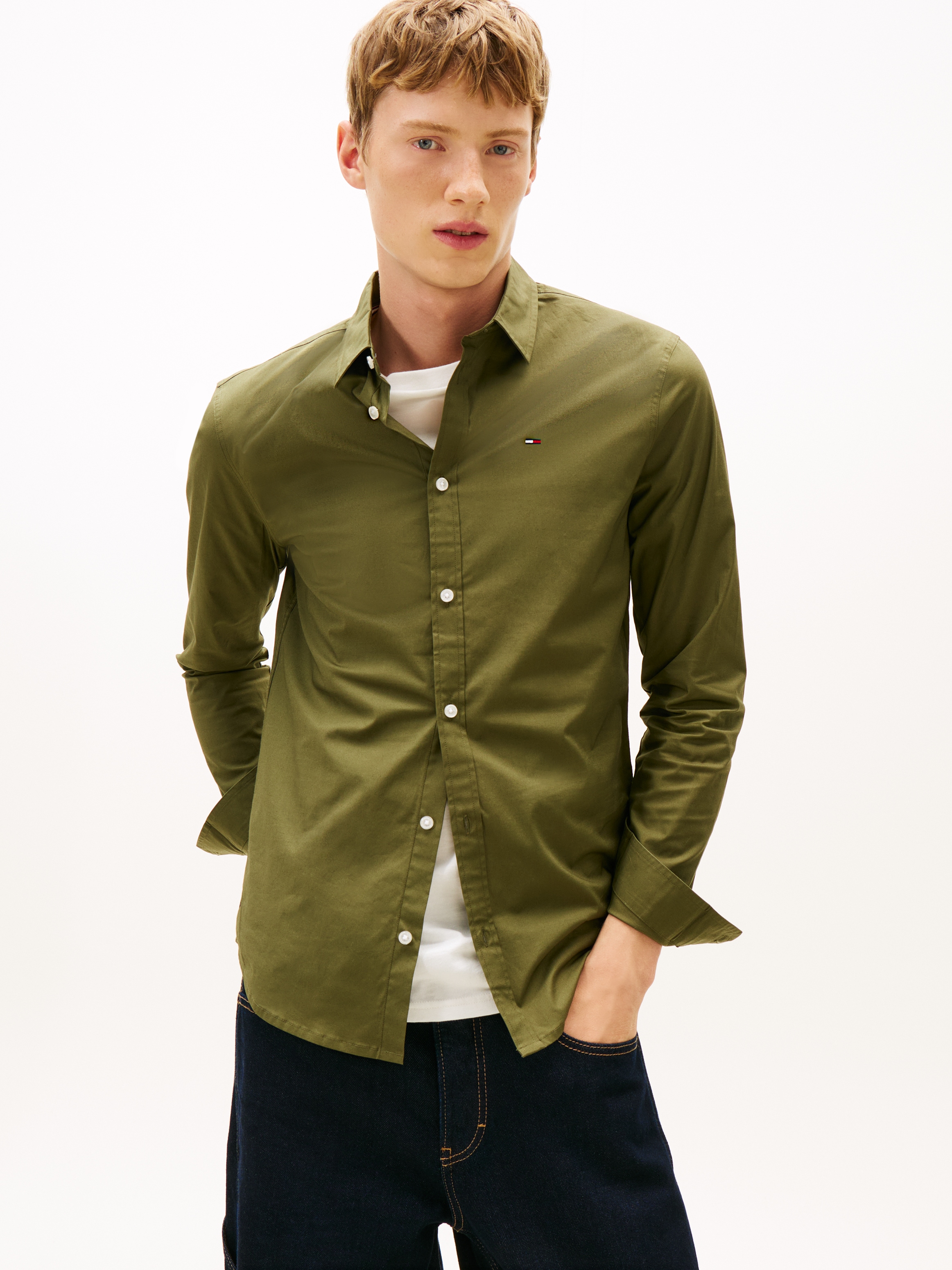 Tommy Jeans Langarmhemd "Sabim Stretch Shirt" Stretch Hemd, Premium, Slim Fit, mit Elasthan