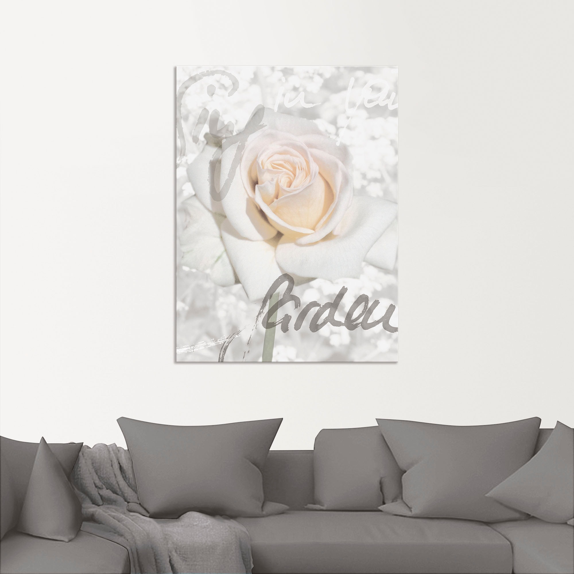 Artland Wandbild »In Lettern - Rose«, Blumen, (1 St.), als Alubild, Outdoorbild, Leinwandbild, Poster in verschied. Grössen