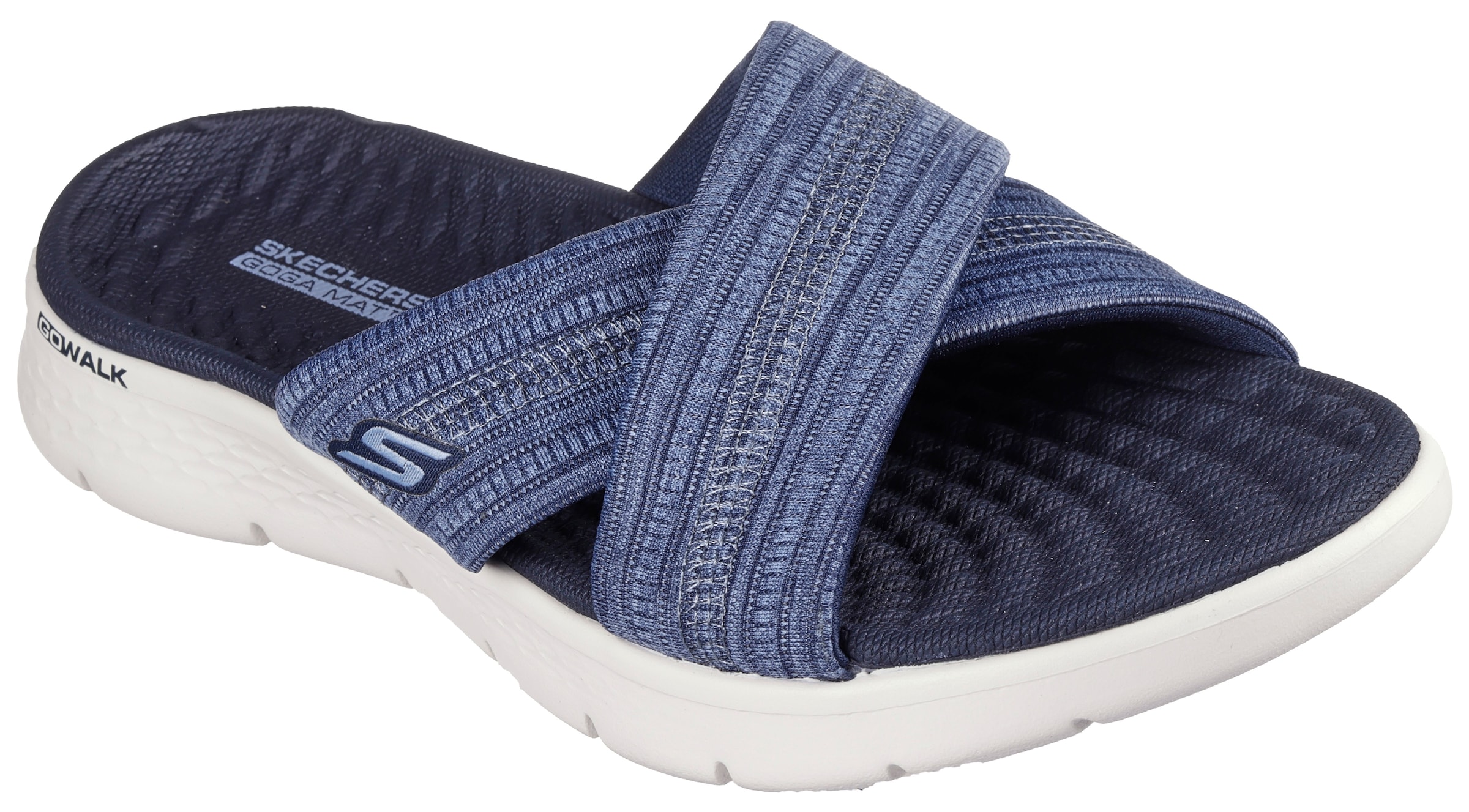 Skechers Pantolette "GO WALK FLEX SANDAL-BUTTERFLY BLISS" Keilabsatz, Sommerschuh, Schlappen mit Goga Mat Footbed