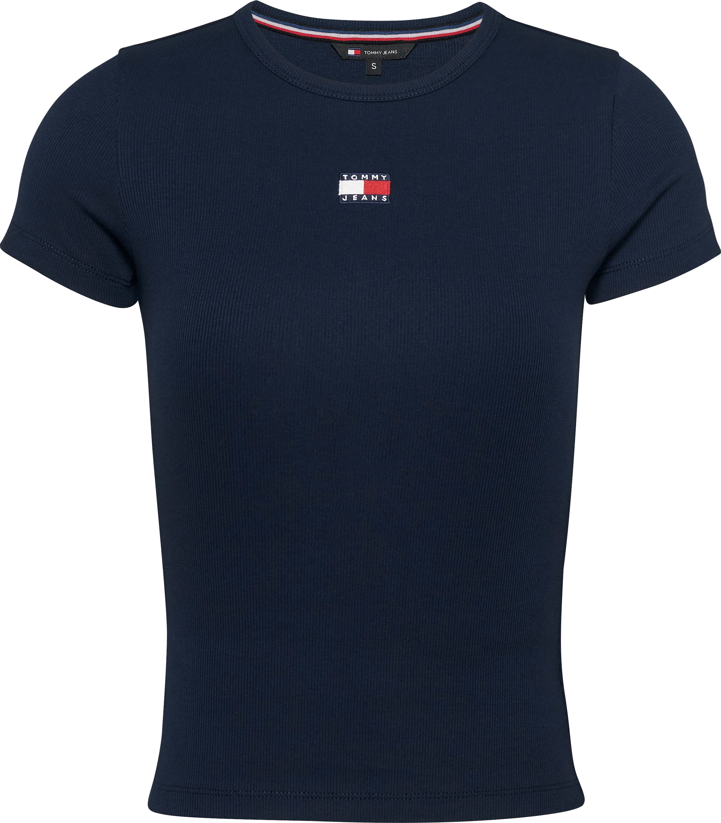 Tommy Jeans T-Shirt »TJW SLIM BADGE RIB TEE«, in Rippoptik