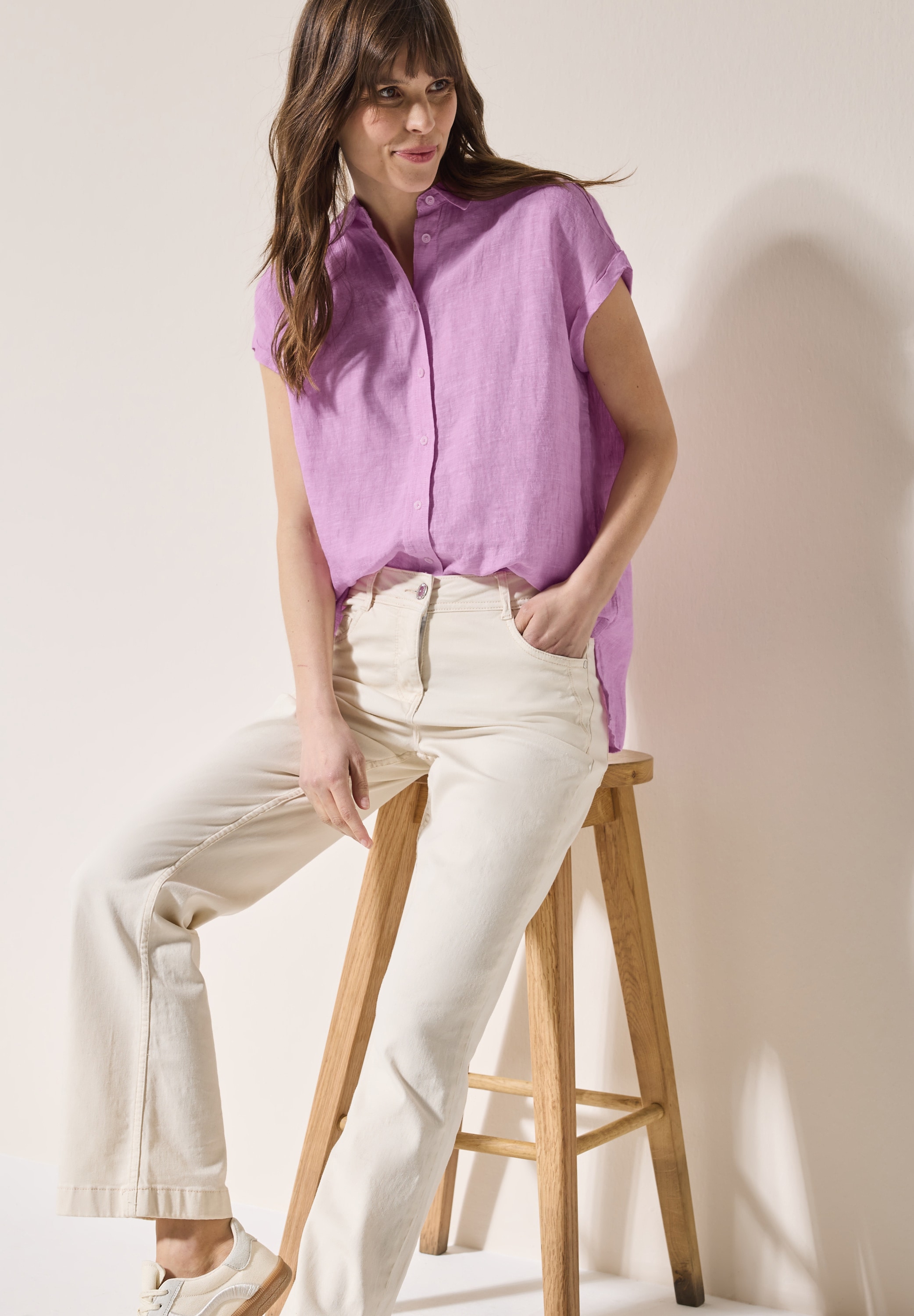 Cecil Hemdbluse, aus Leinen und mit Knopfleiste