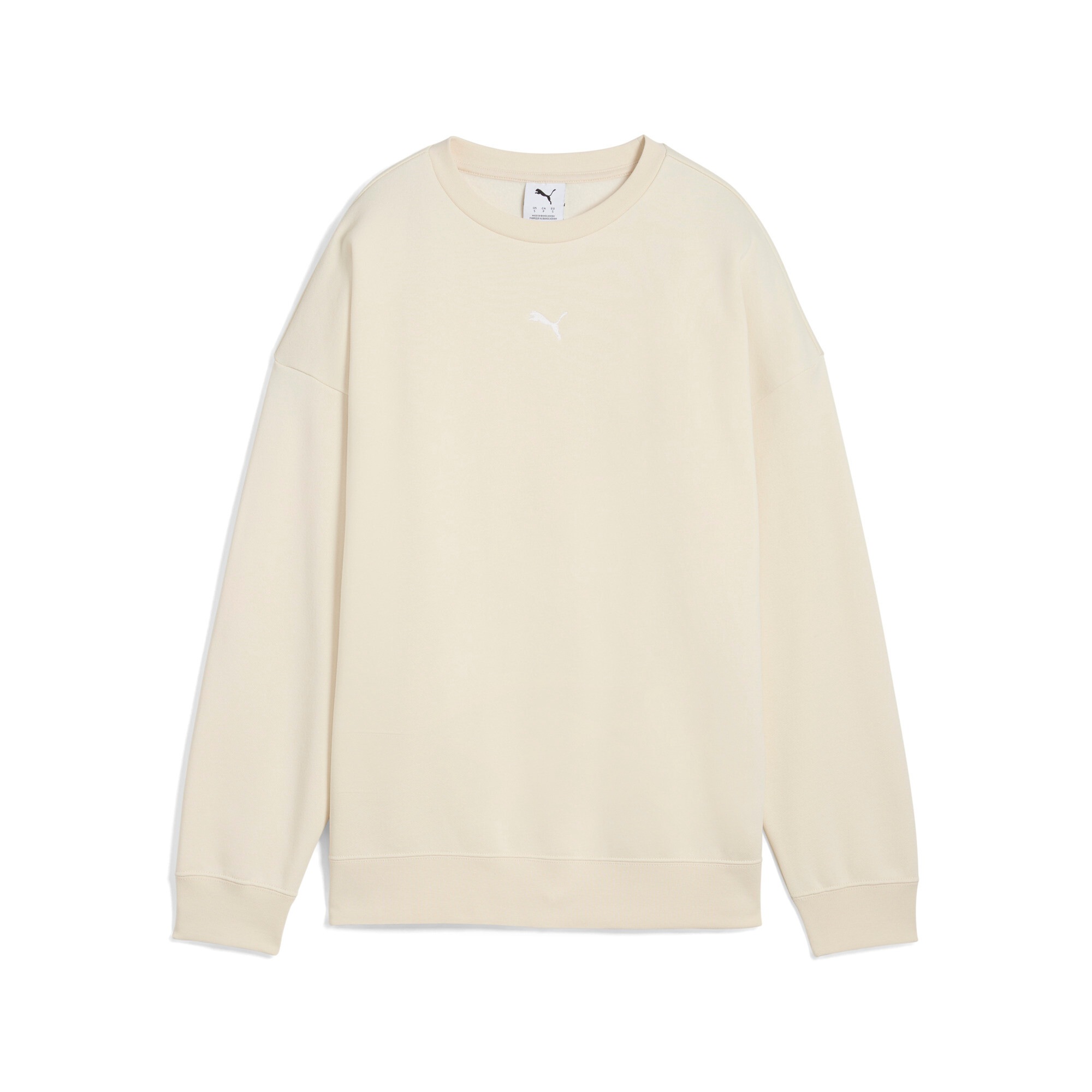 PUMA Langarmshirt »ESS OVERSIZED CREW FL« Oversize-Passform, Rundhalsausschnitt, gerippte Bündchen und Saum
