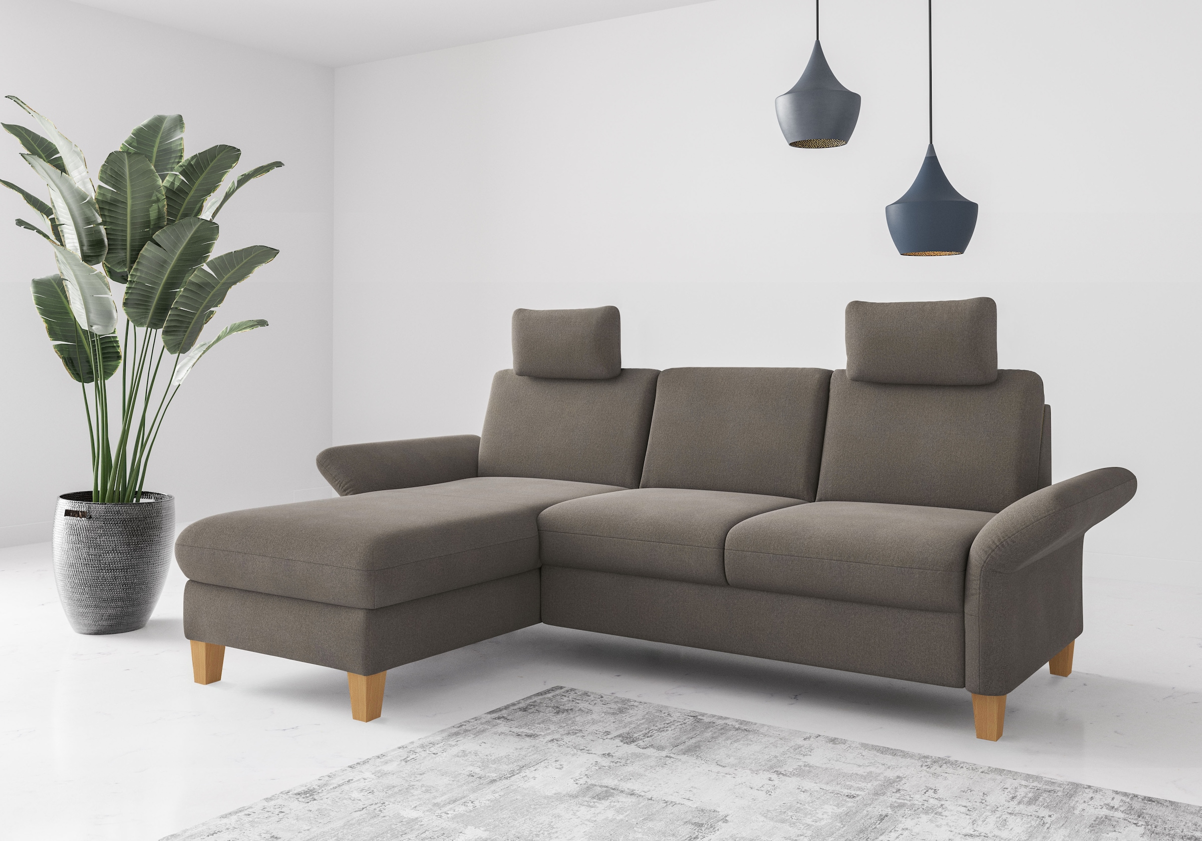 Home affaire Ecksofa "Rochelle, L-Form" wahlweise mit Armteilverstellung, Bettfunktion und Bettkasten