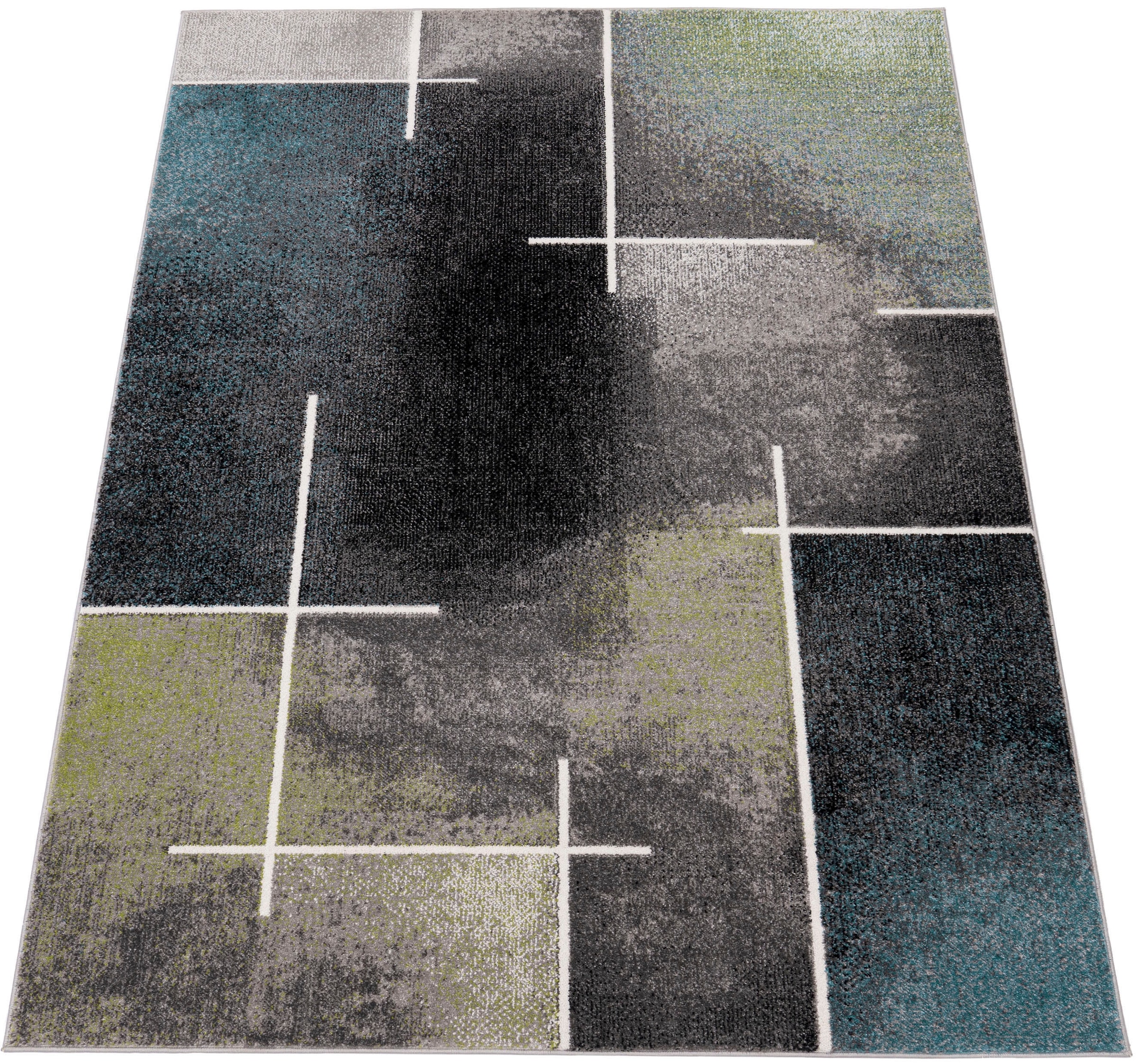 Paco Home Teppich »ECE 936«, rechteckig, 14 mm Höhe, Kurzflor, modernes Design, geometrisches Muster