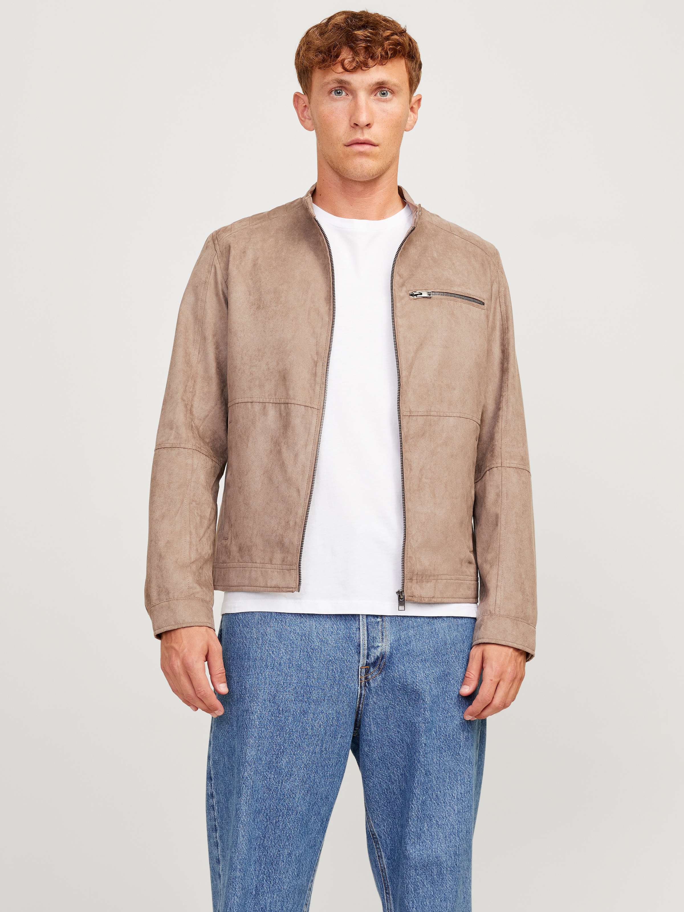 Jack & Jones Bikerjacke »JJEDYLAN mit wasserabweisender Funktion« ohne Kapuze unifarben, modisch, regular fit, Polyester