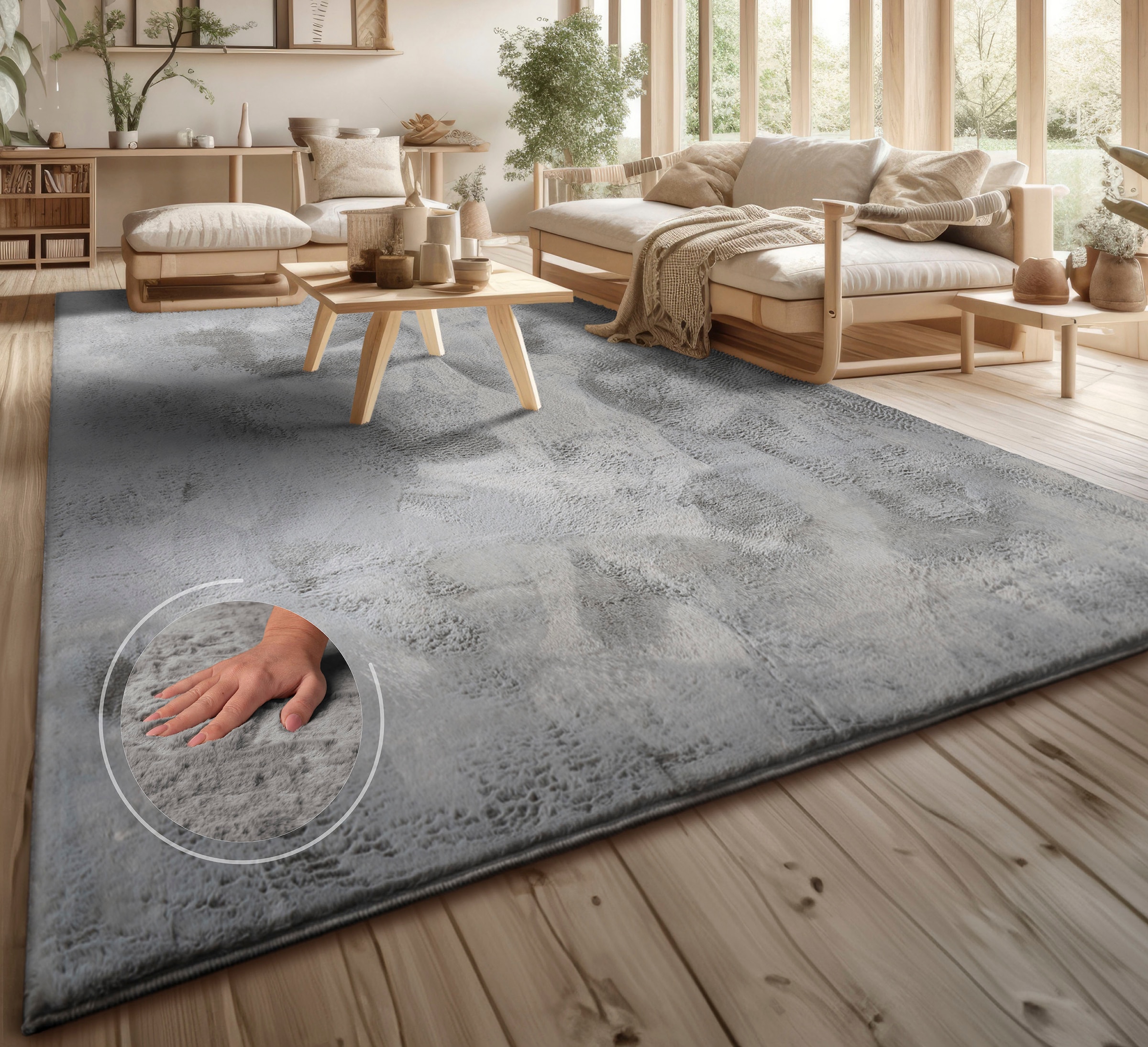 Home affaire Fellteppich »Lottano«, rechteckig, 14 mm Höhe, Langflor, Kunstfell, Uni Farben, traumhaft weicher Flor, Wohnzimmer