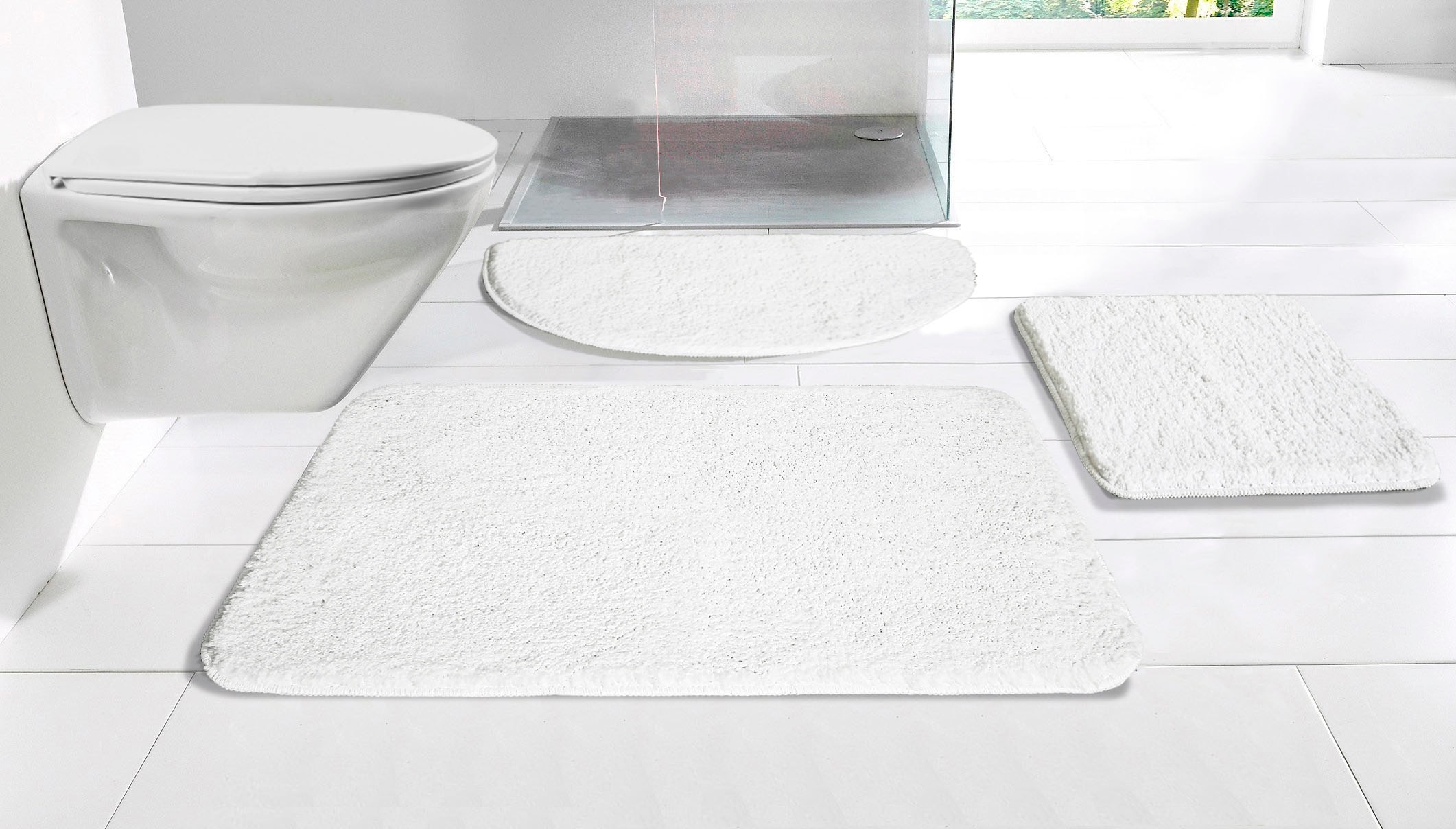 my home Badematte »Inga, Badezimmer Teppich, Badvorleger«, rutschhemmend beschichtet, schnell trocknend-strapazierfähig-fussbodenheizungsgeeignet, Badteppich, unifarben, weich, als halbrund und rechteckig erhältlich