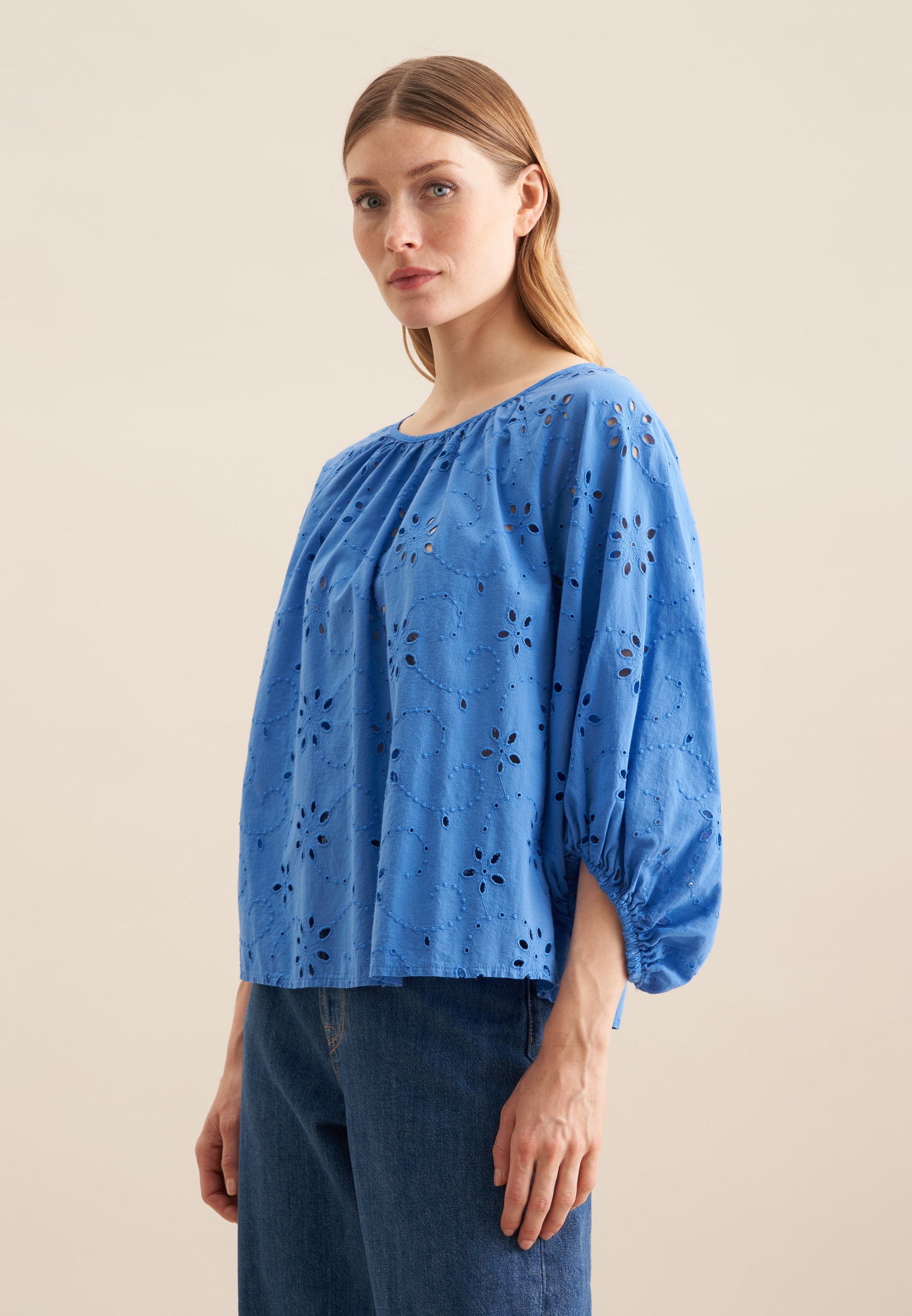 seidensticker Shirtbluse »Schwarze Rose« 3/4 Rundhals Stickerei