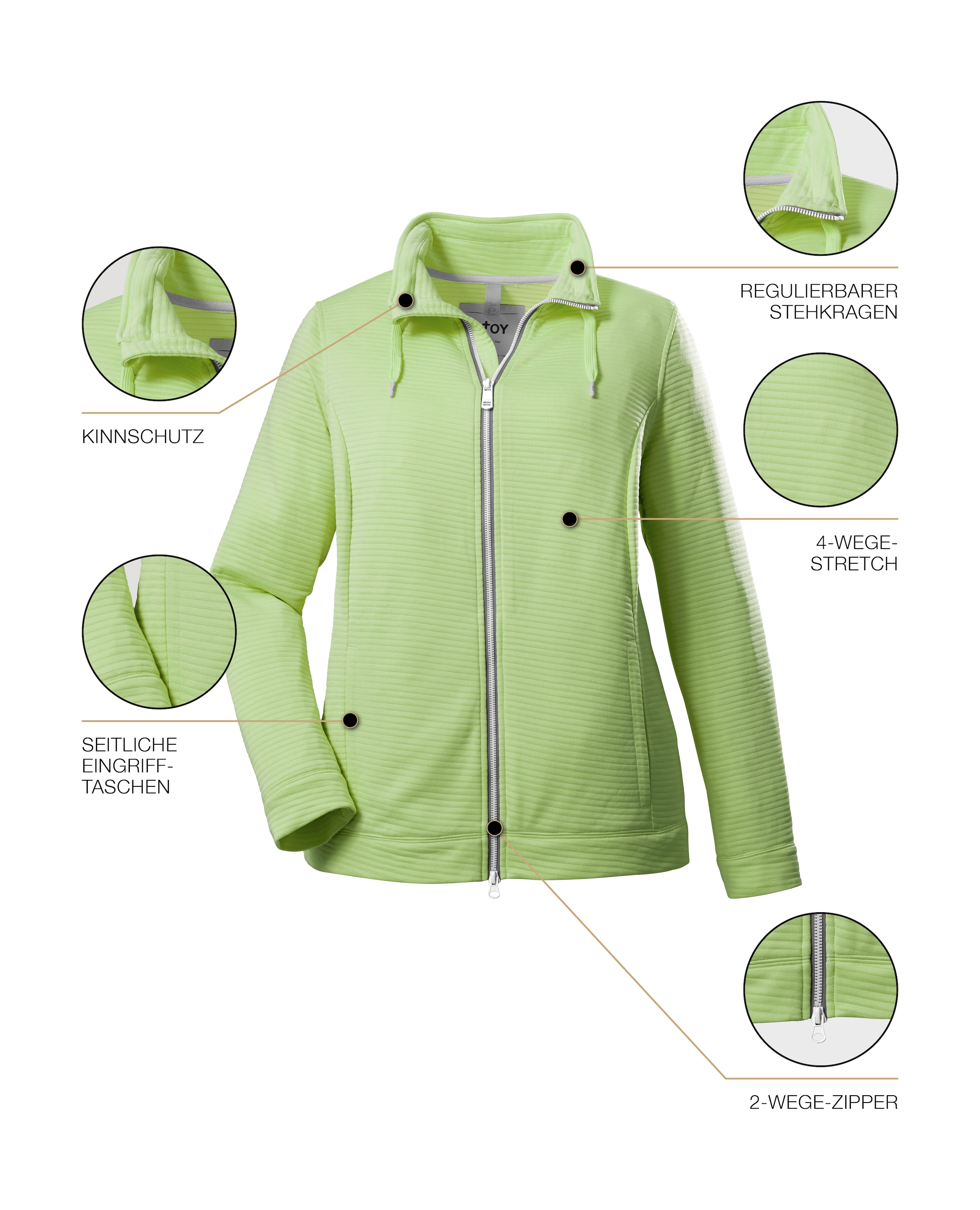 STOY Strickjacke »STS 13 WMN FLX JCKT«, Leichte Powerstretchjacke mit 4-Wege-Stretch und Kinnschutz