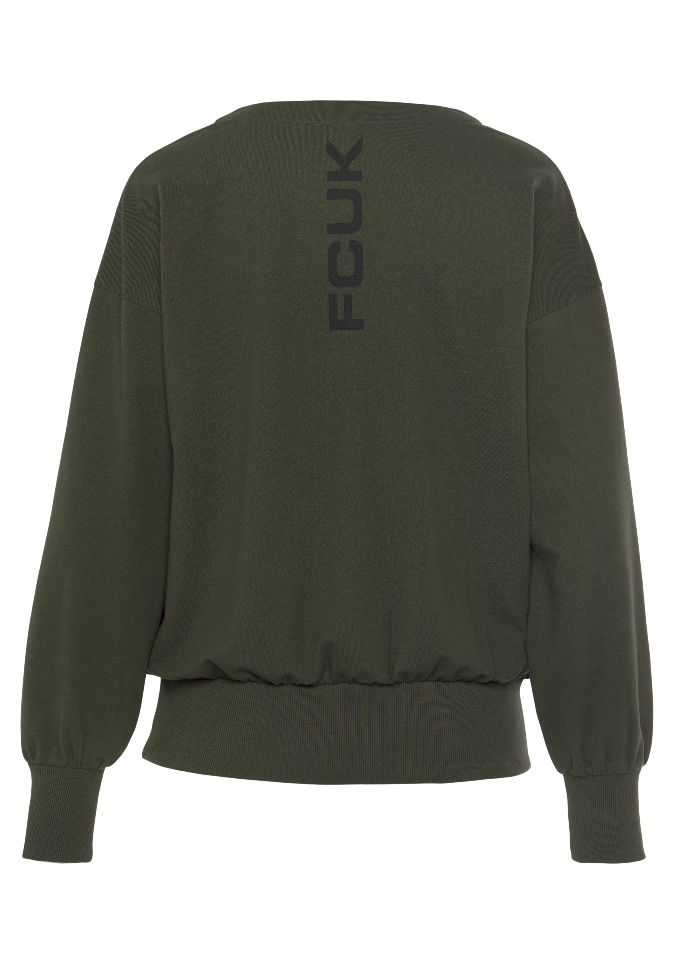 FCUK Sweatshirt, (1 tlg.), Sweatshirt mit V-Ausschnitt und grossen Rückenprint, Loungeanzug