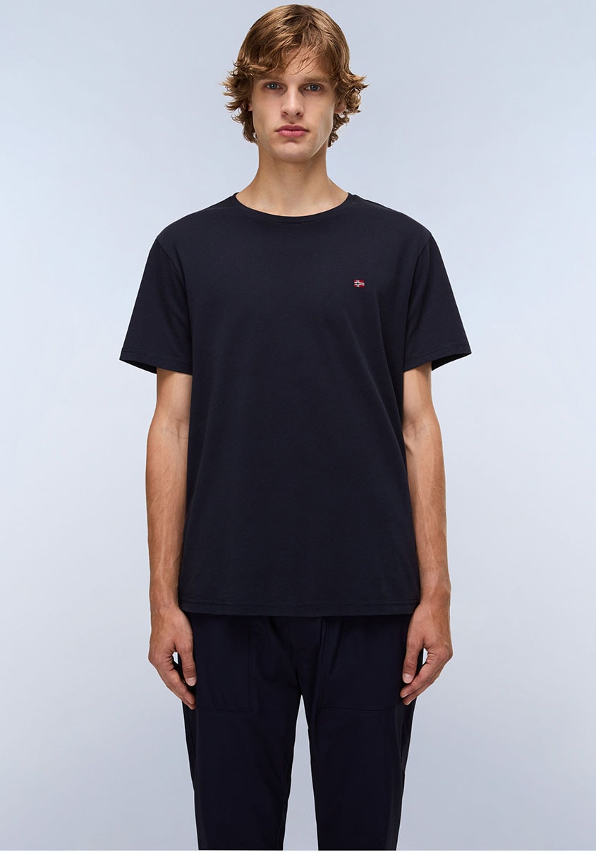 Napapijri T-Shirt "SALIS SS SUM SHARK SKIN HCB" Kurzarm, mit Rundhalsausschnitt, unifarben, aus Baumwolle