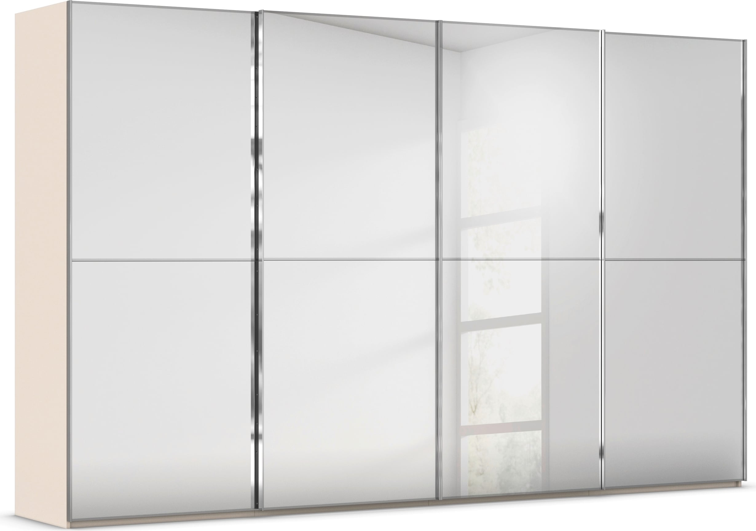 rauch Schwebetürenschrank "Kleiderschrank Schrank Garderobe Schlafzimmerschrank SCALE-DUO" edle zweigeteilte Türen Spiegelfront und 3 Zierleisten MADE IN GERMANY