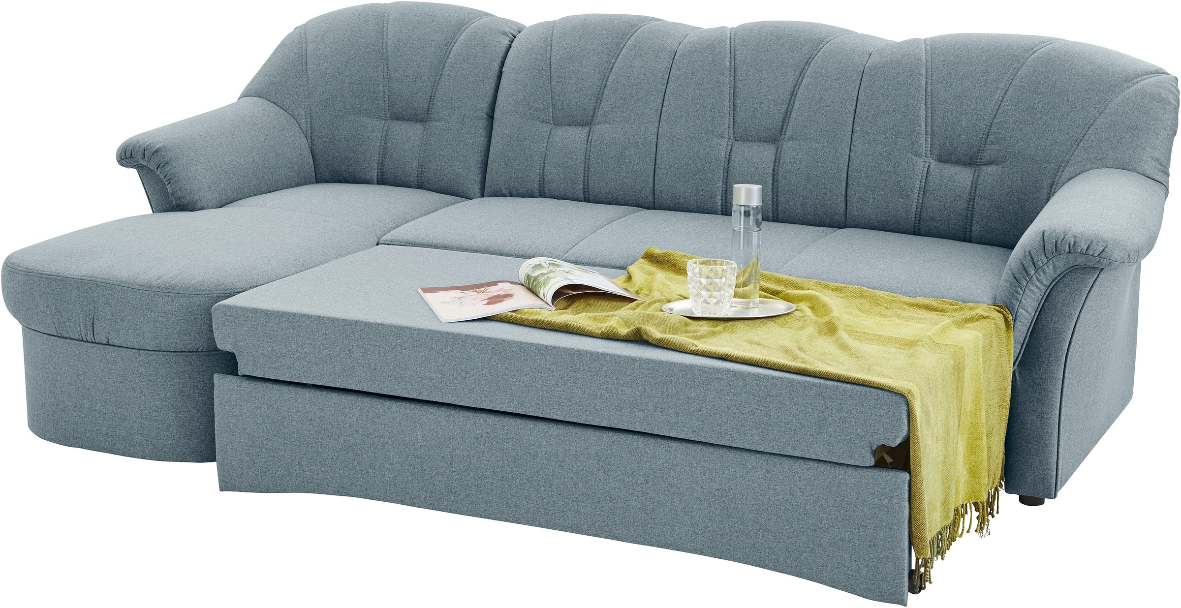 DOMO collection Ecksofa Papenburg L-Form, in grosser Farbvielfalt, wahlweise mit Bettfunktion