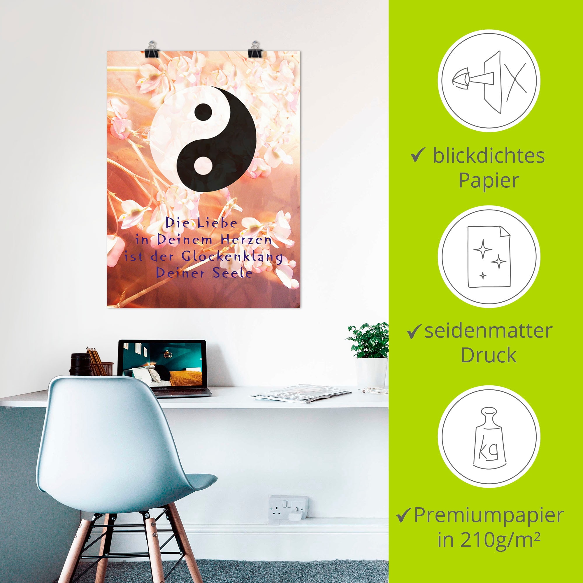 Artland Wandbild »Yin Yang Glockenklang«, Spirituelle Bilder, (1 St.), als Poster, Wandaufkleber in verschied. Grössen