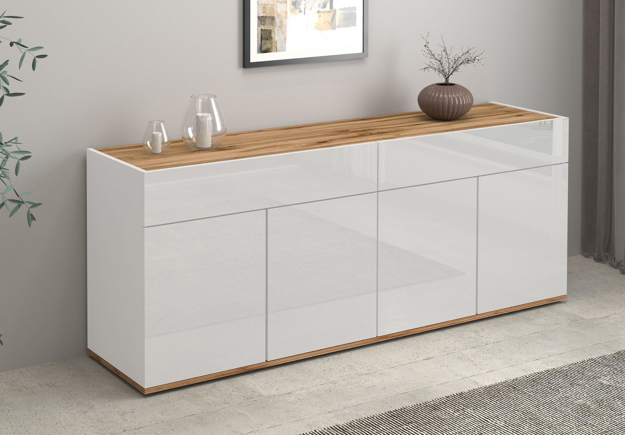 INOSIGN Sideboard »Garda, Kommode, Schrank, Kredenz«, 4 Türen, 2 Schubladen, grifflos Breite 160,1 cm