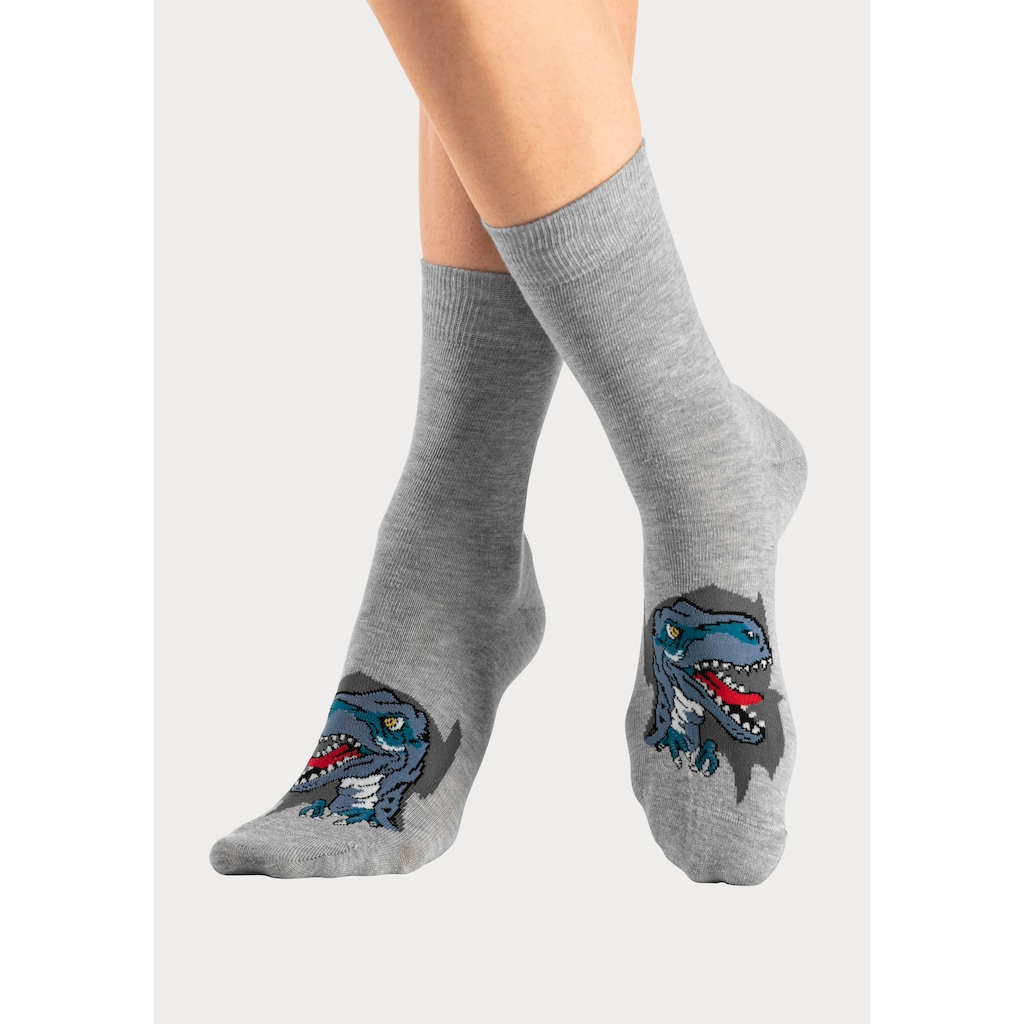 H.I.S Socken, (Packung, 5 Paar), mit Dinosauriermotiven