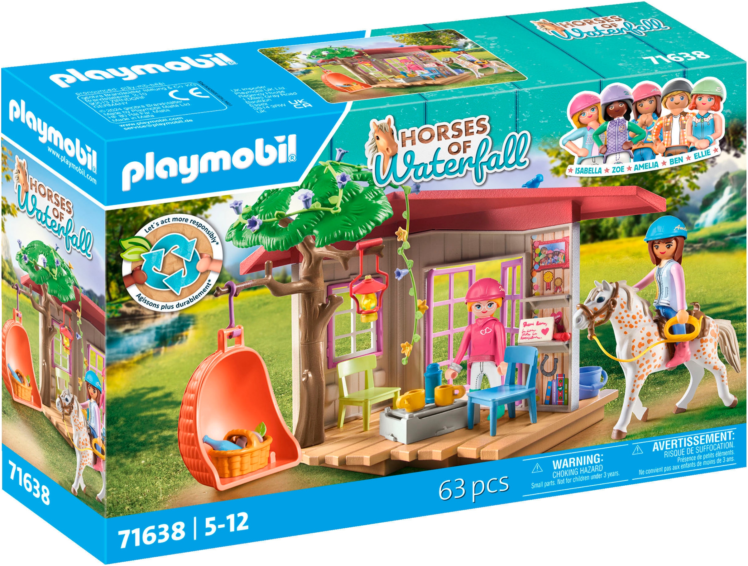 Playmobil Konstruktions-Spielset "Geheimes Clubhaus für Pferdefans (71638), Horses of Waterfall" Made in Europe