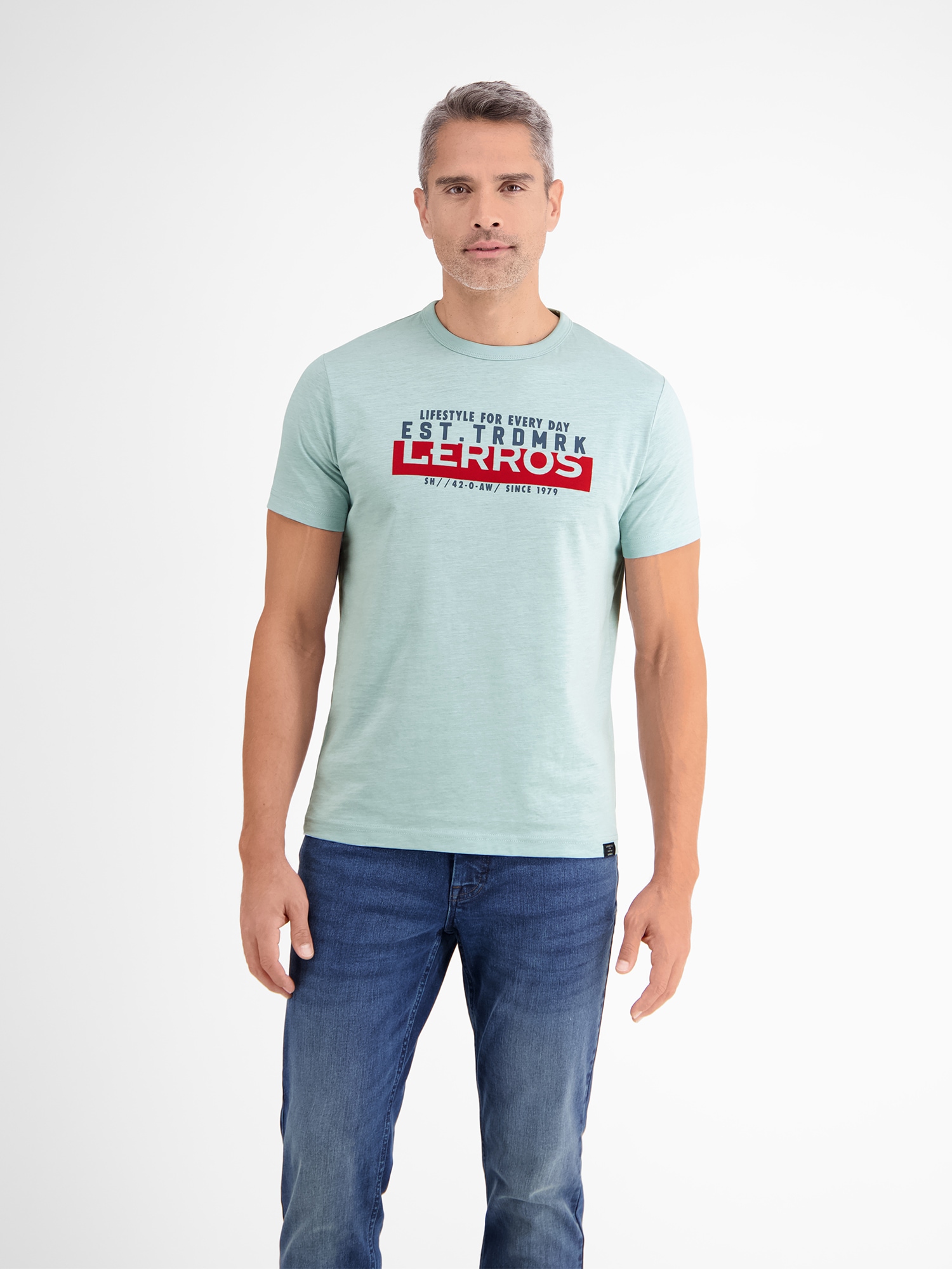 LERROS T-Shirt "Unifarbenes T-Shirt mit Print"