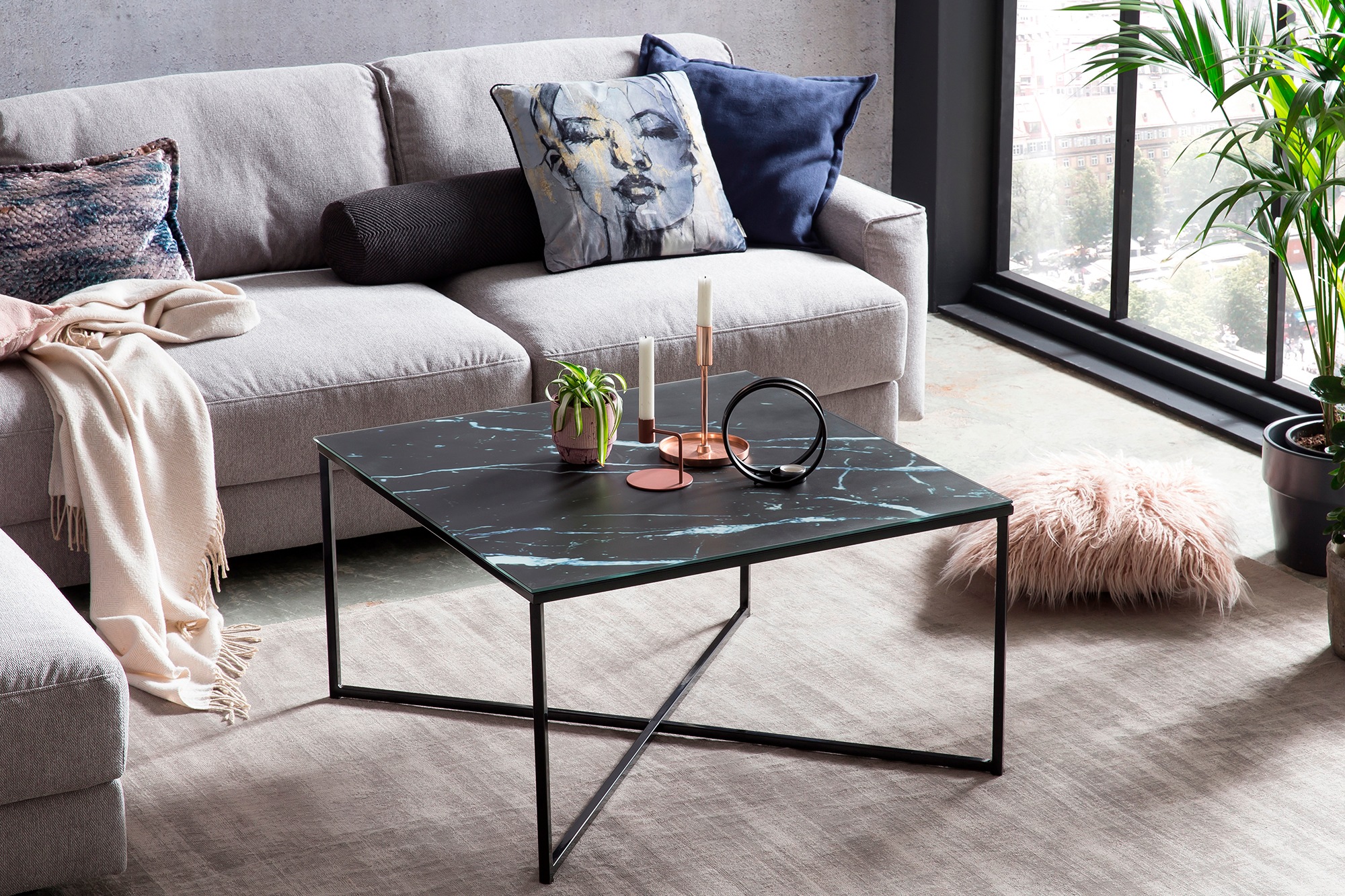 SalesFever Couchtisch "Caorle Coffeetable im eleganten Stil" Eleganz trifft Funktion: Tischplatte in Marmoroptik