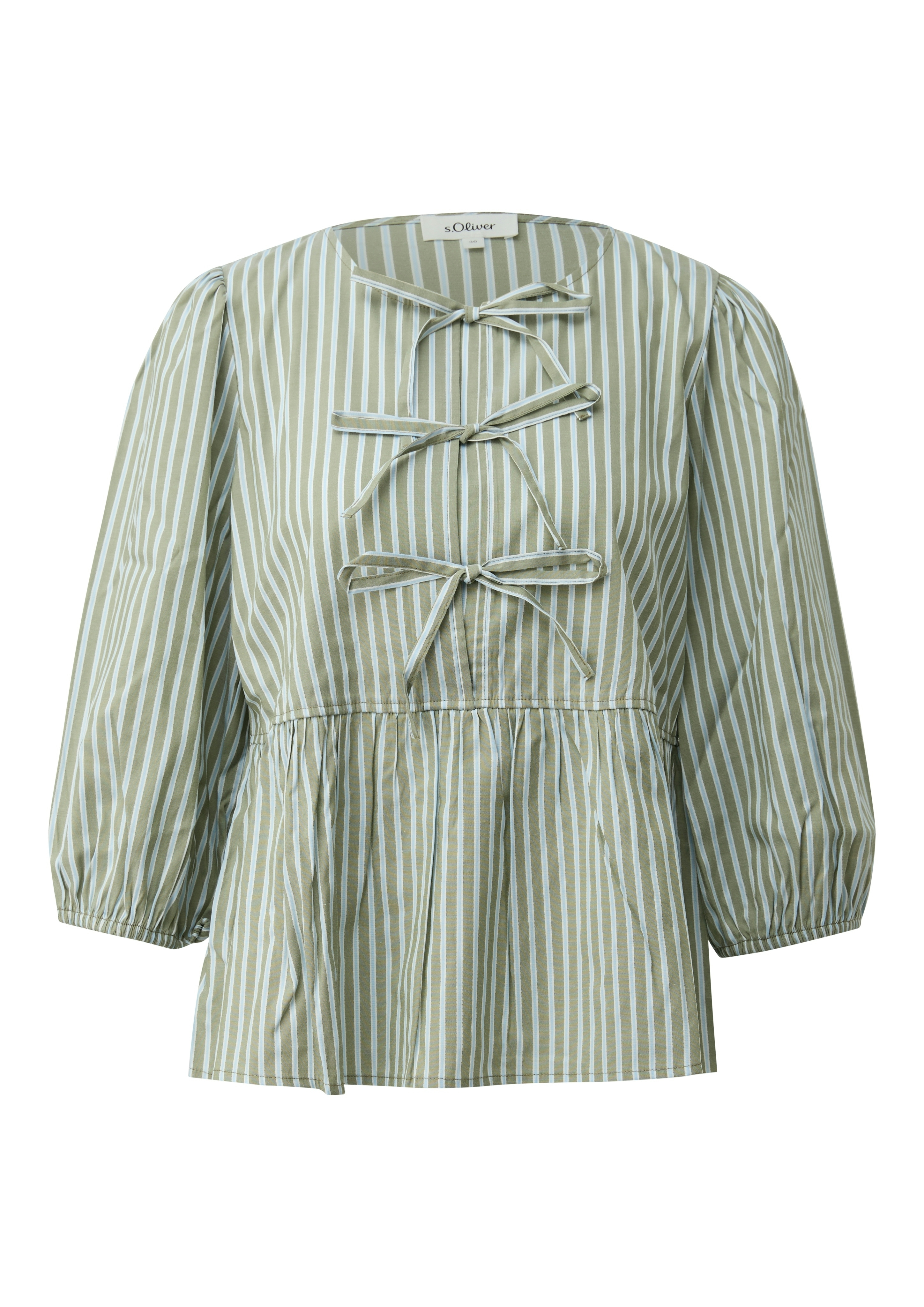 s.Oliver Schlupfbluse 3/4-Arm-Bluse im Streifen-Look und mit Schleifen