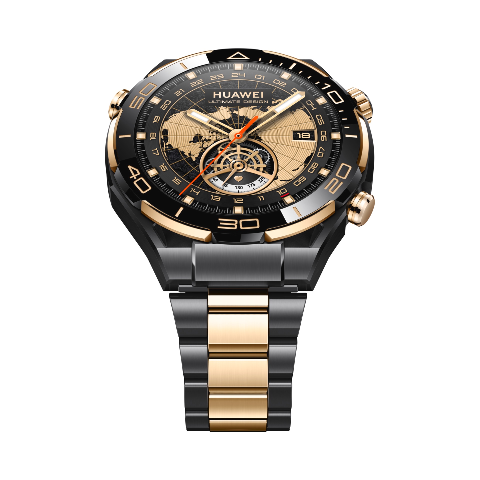 Huawei Smartwatch »WATCH ULTIMATE GOLD«, (3,81 cm / 1,5 Zoll), goldgefasste Keramiklünette, goldenes Armband aus Titanlegierung