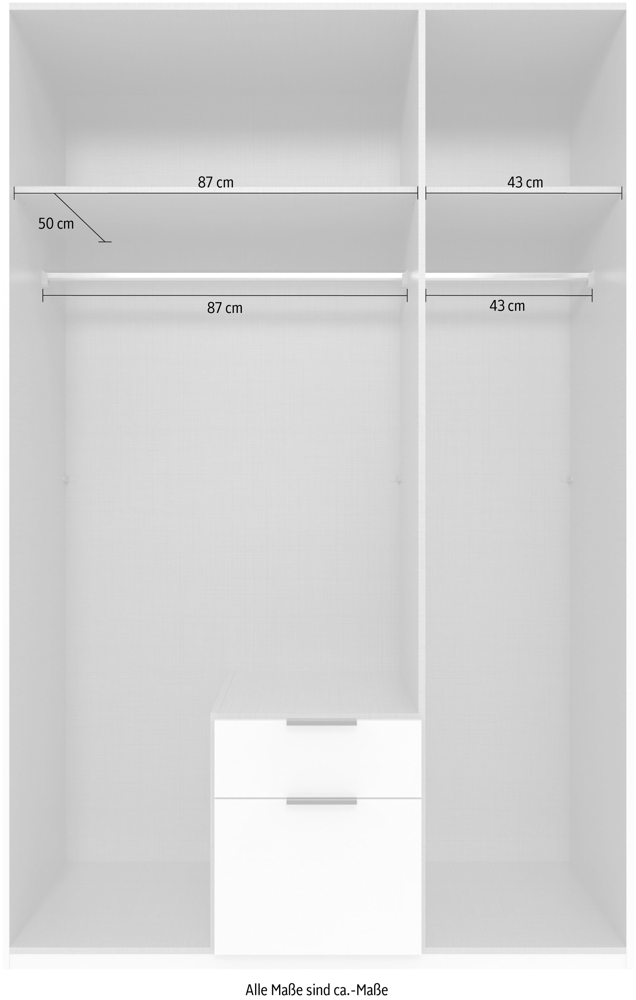 Wimex Kleiderschrank »Mugano, in vielen Breiten, 208 oder 236cm hoch, Made in Germany«, (mit langen oder kurzen Griffen aus Metall), wahlweise mit oder ohne Spiegel, mit Schubladen